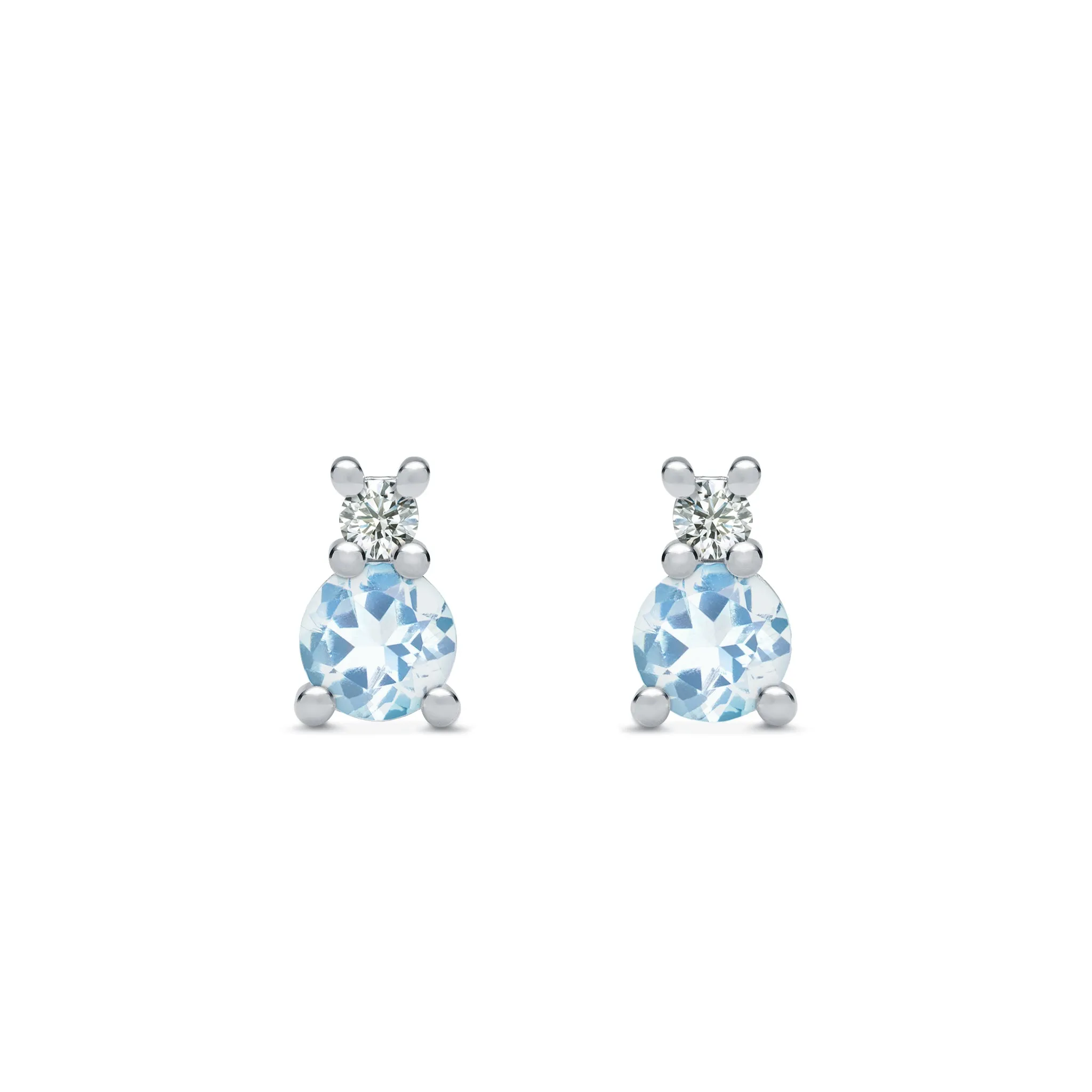 Greenwich Solitaire Aquamarine & Diamond Earrings in 14k Gold (March) sold by Haverhill product image thumbnail 4