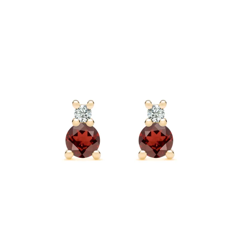Greenwich Solitaire Garnet & Diamond Earrings in 14k Gold (January) sold by Haverhill