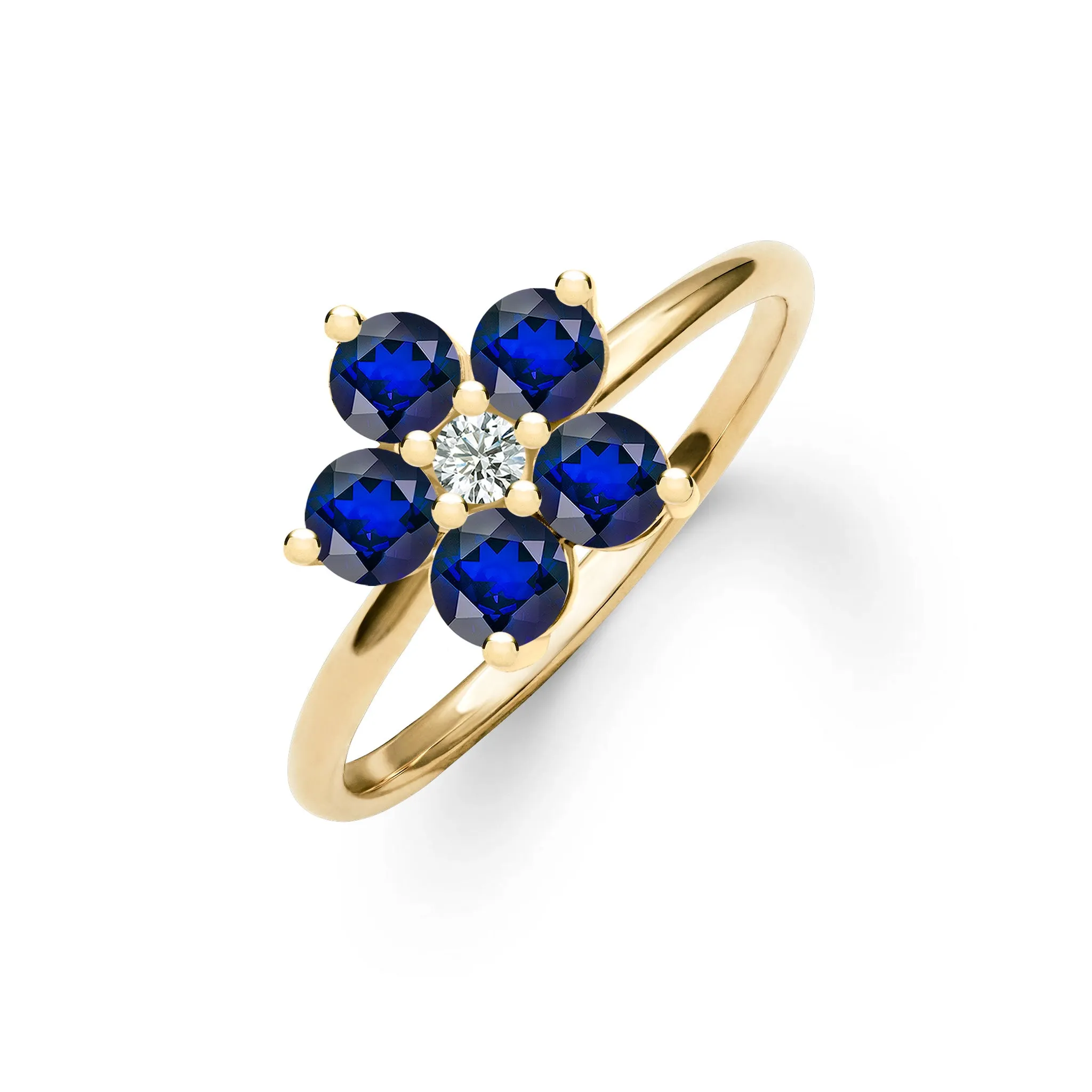 Greenwich Flower Sapphire & Diamond Ring in 14k Gold (September) sold by Haverhill