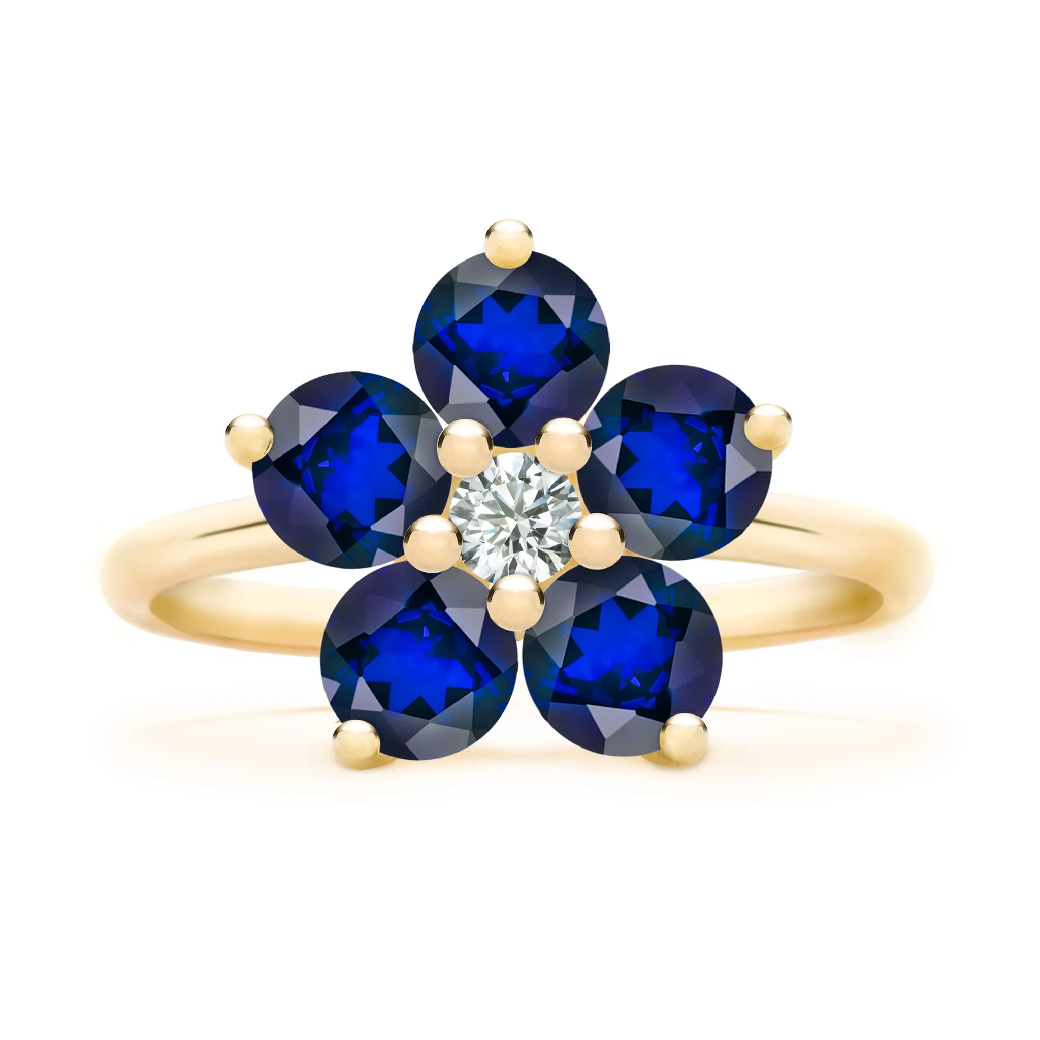Greenwich Flower Sapphire & Diamond Ring in 14k Gold (September) sold by Haverhill product image thumbnail 4