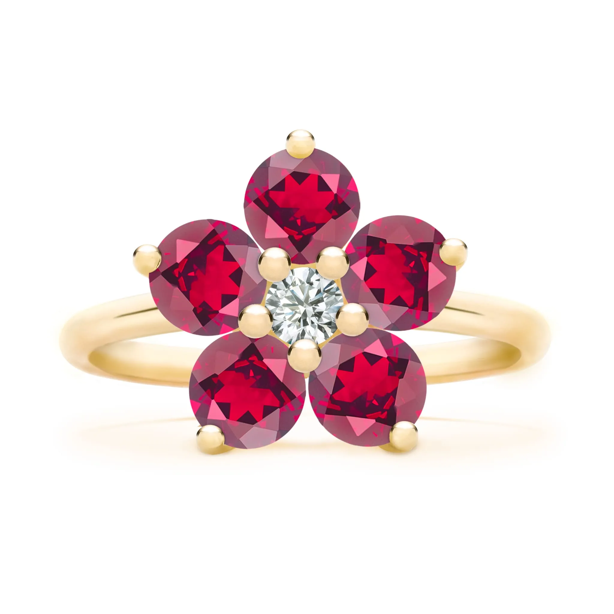 Greenwich Flower Ruby & Diamond Ring in 14k Gold (July) sold by Haverhill product image thumbnail 4