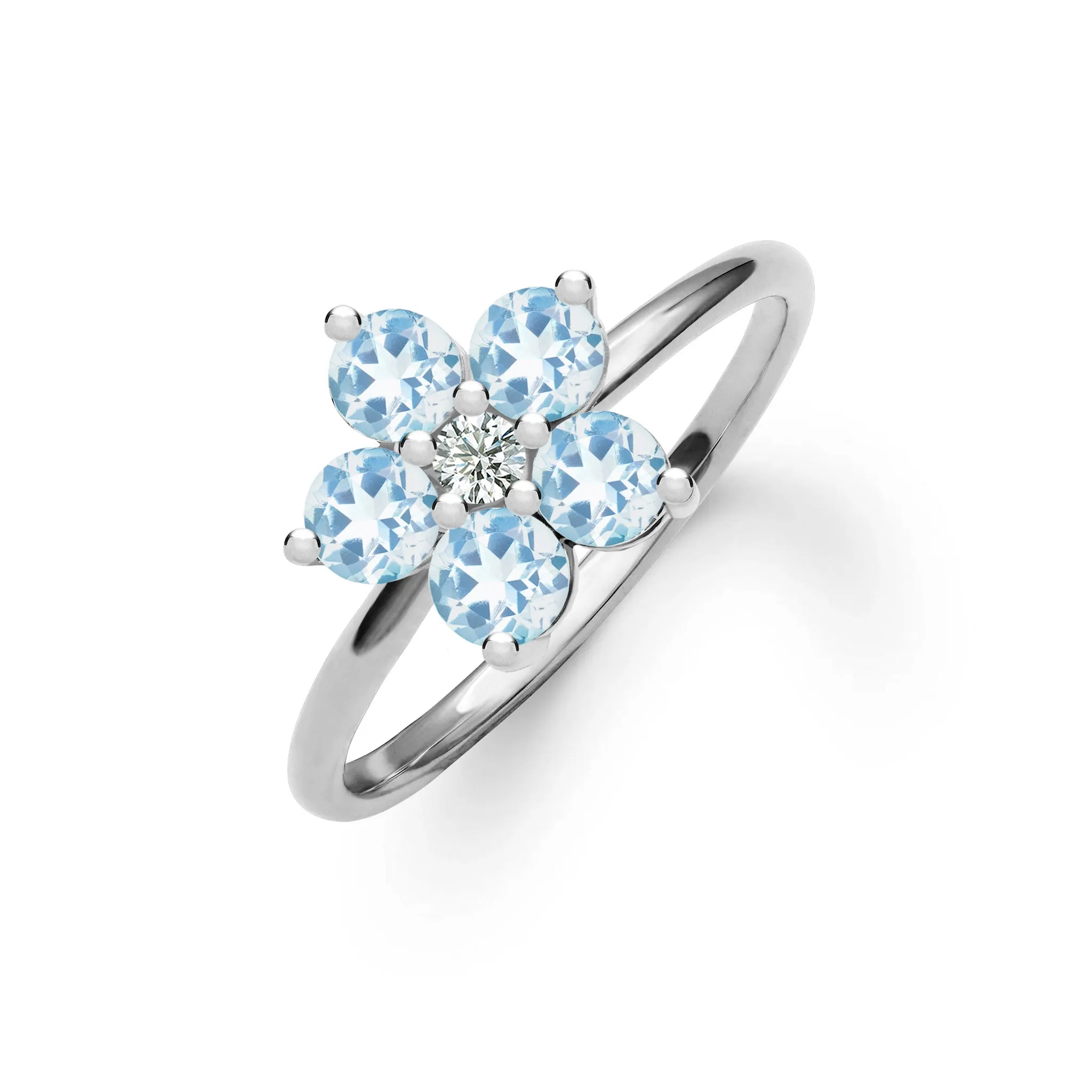 Greenwich Flower Aquamarine & Diamond Ring in 14k Gold (March) sold by Haverhill product image thumbnail 5