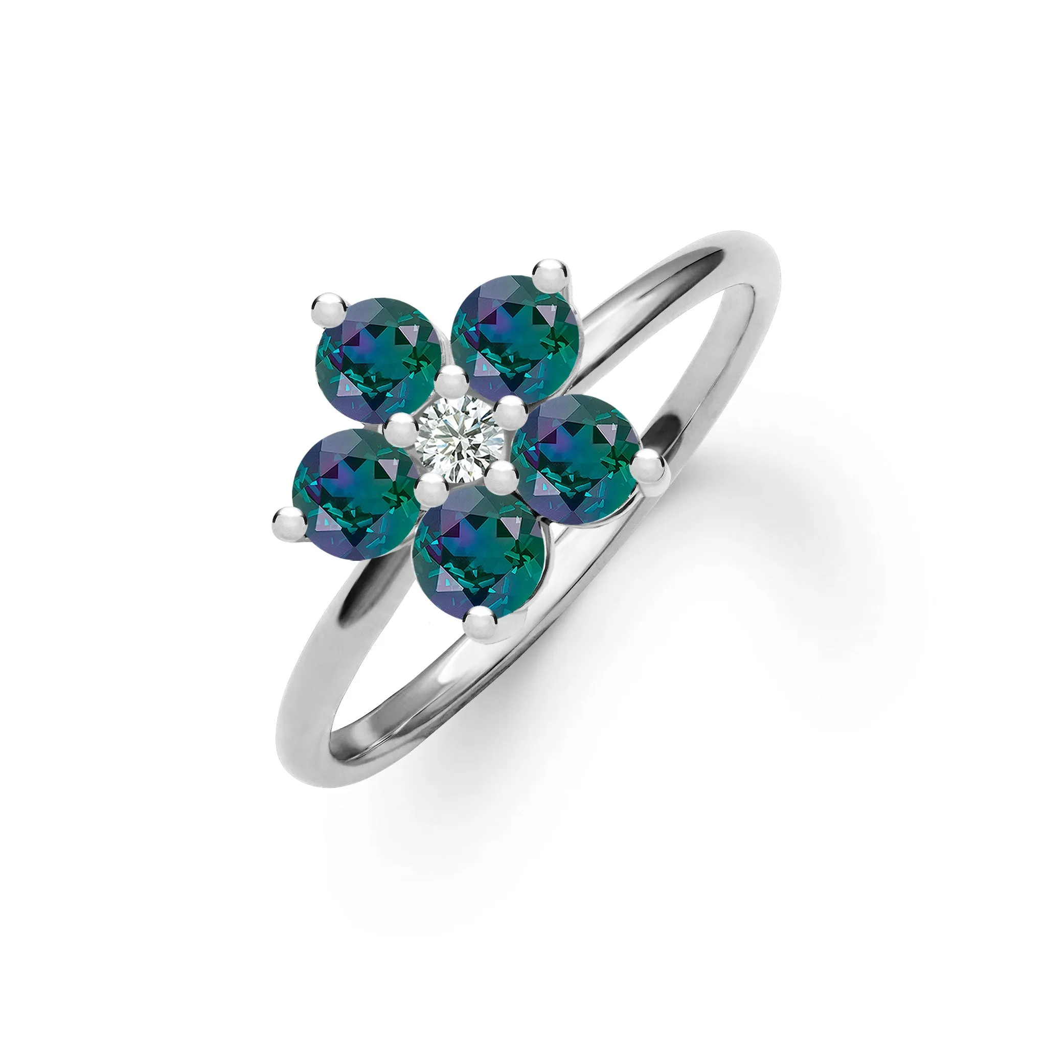 Greenwich Flower Alexandrite & Diamond Ring in 14k Gold (June) sold by Haverhill product image thumbnail 5