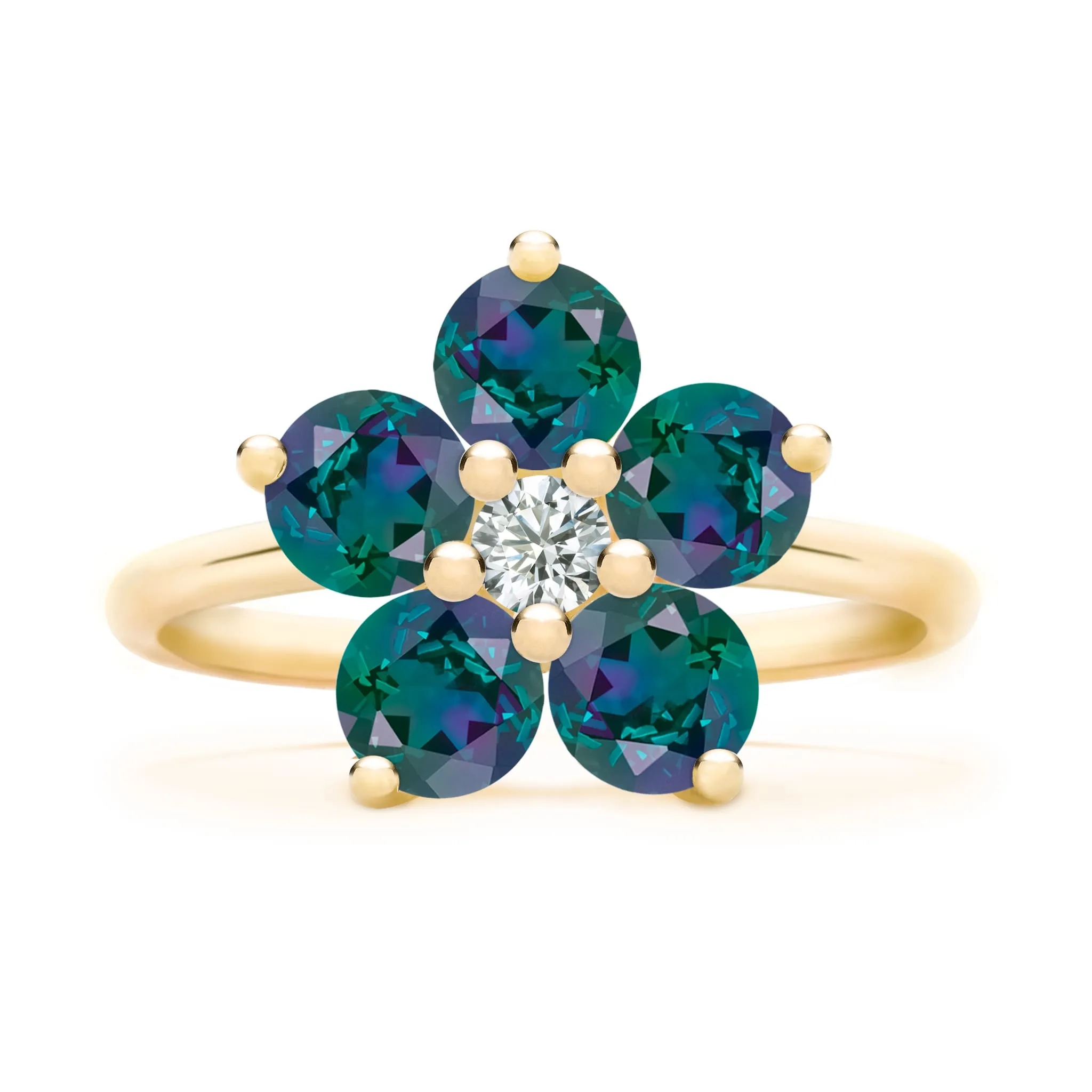 Greenwich Flower Alexandrite & Diamond Ring in 14k Gold (June) sold by Haverhill product image thumbnail 4