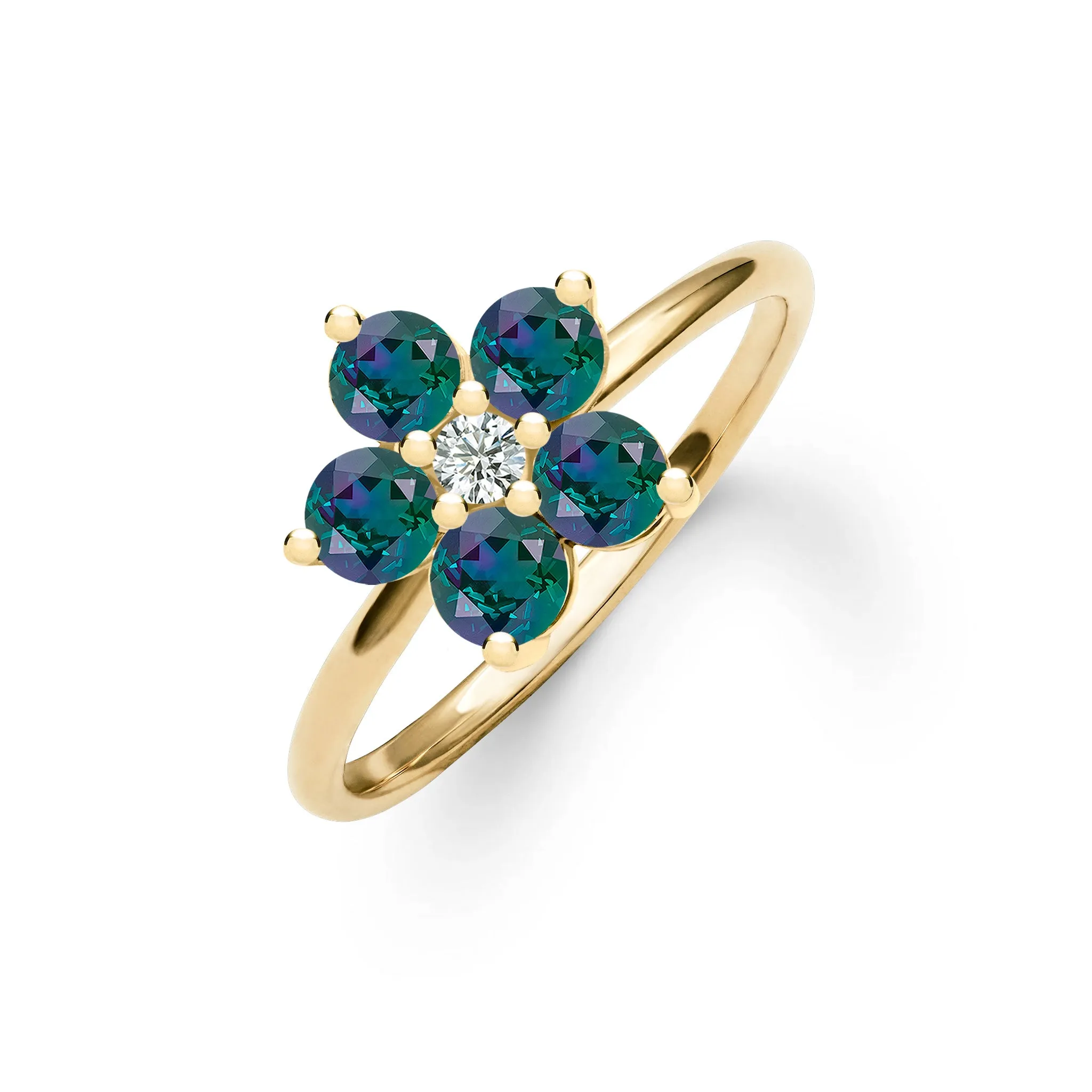 Greenwich Flower Alexandrite & Diamond Ring in 14k Gold (June) sold by Haverhill
