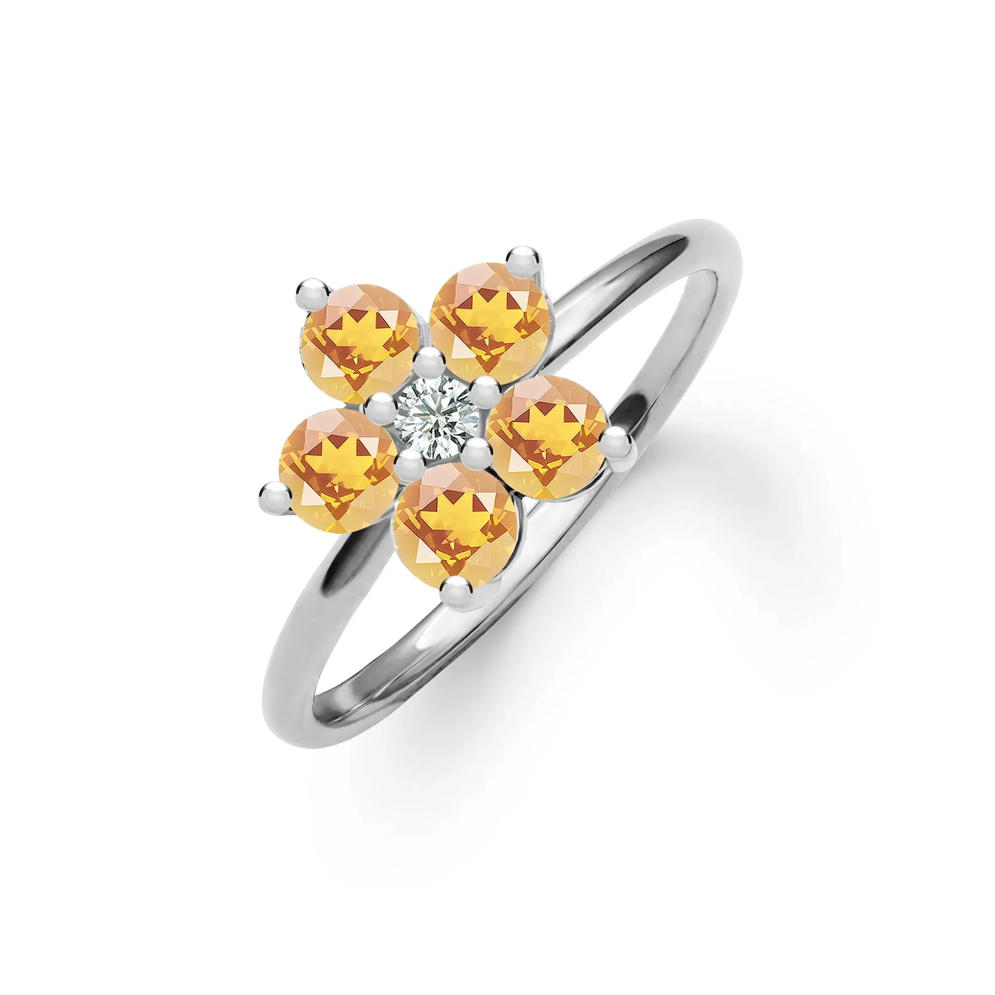 Greenwich Flower Citrine & Diamond Ring in 14k Gold (November) sold by Haverhill product image thumbnail 5