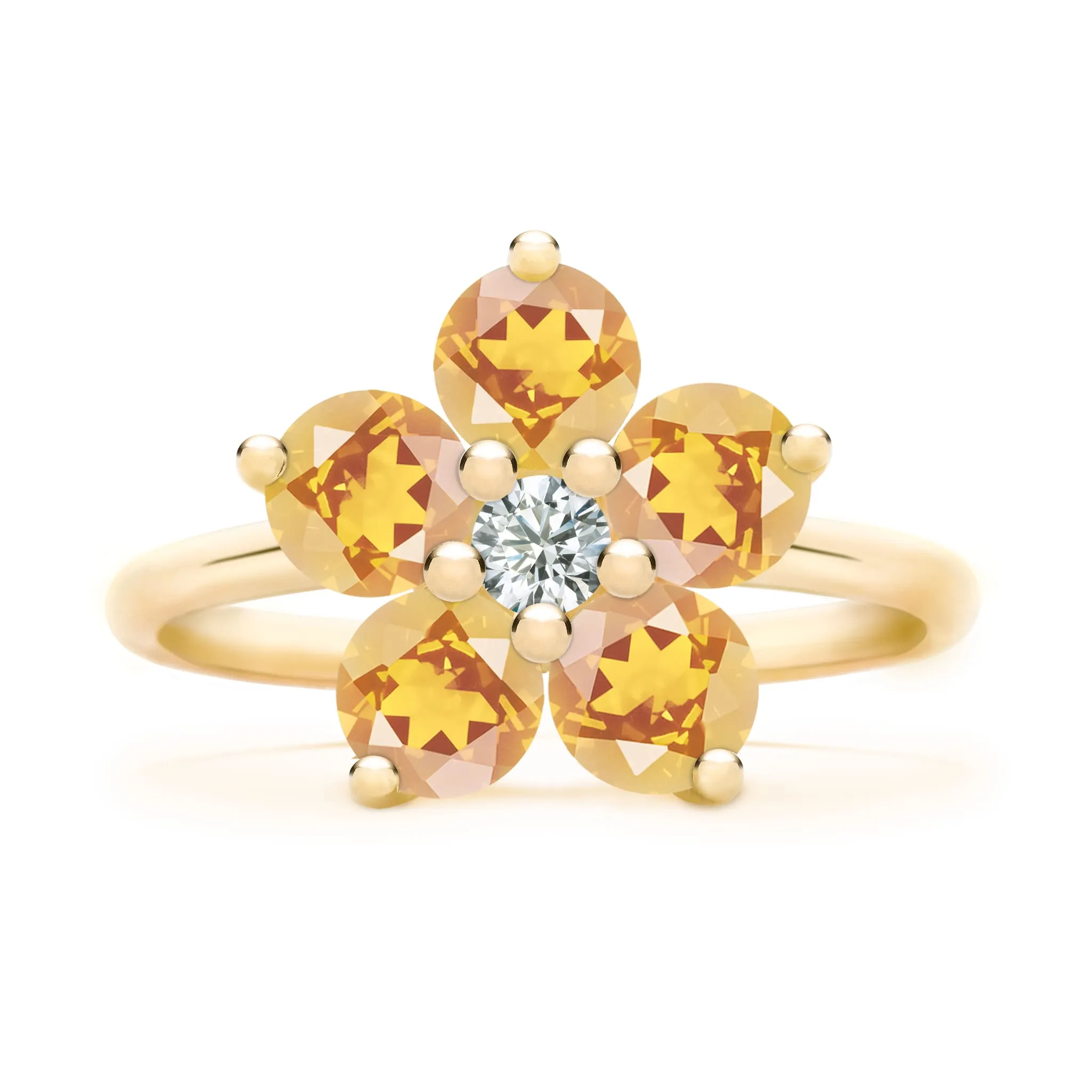 Greenwich Flower Citrine & Diamond Ring in 14k Gold (November) sold by Haverhill product image thumbnail 4