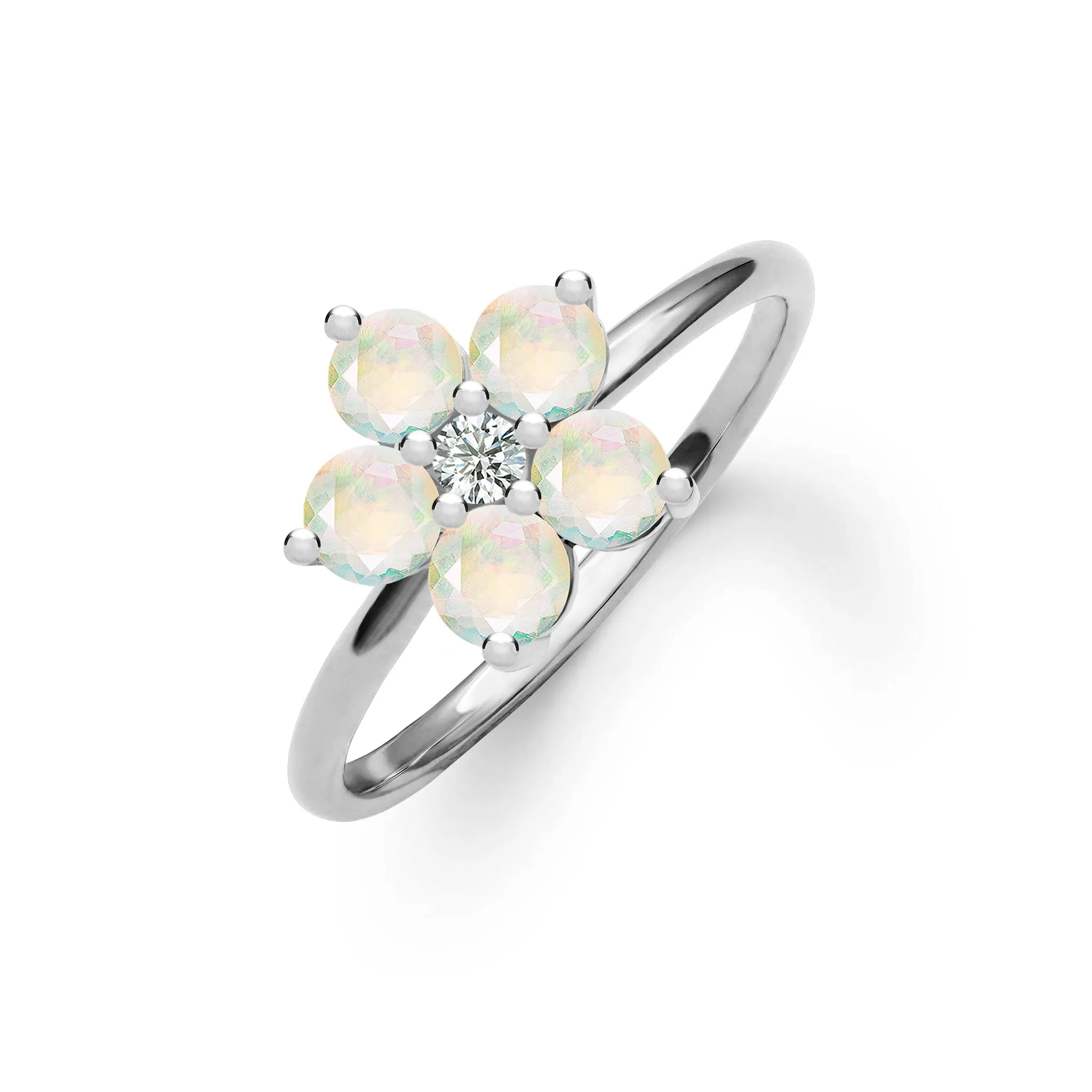 Greenwich Flower Opal & Diamond Ring in 14k Gold (October) sold by Haverhill product image thumbnail 5