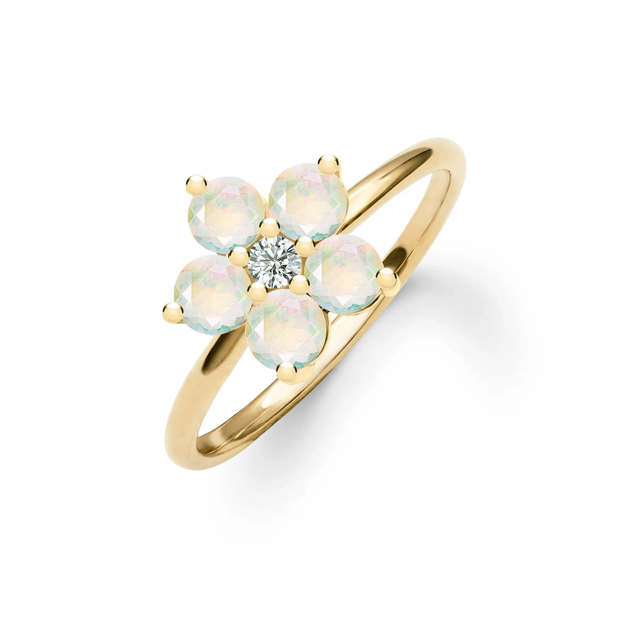 Greenwich Flower Opal & Diamond Ring in 14k Gold (October) sold by Haverhill