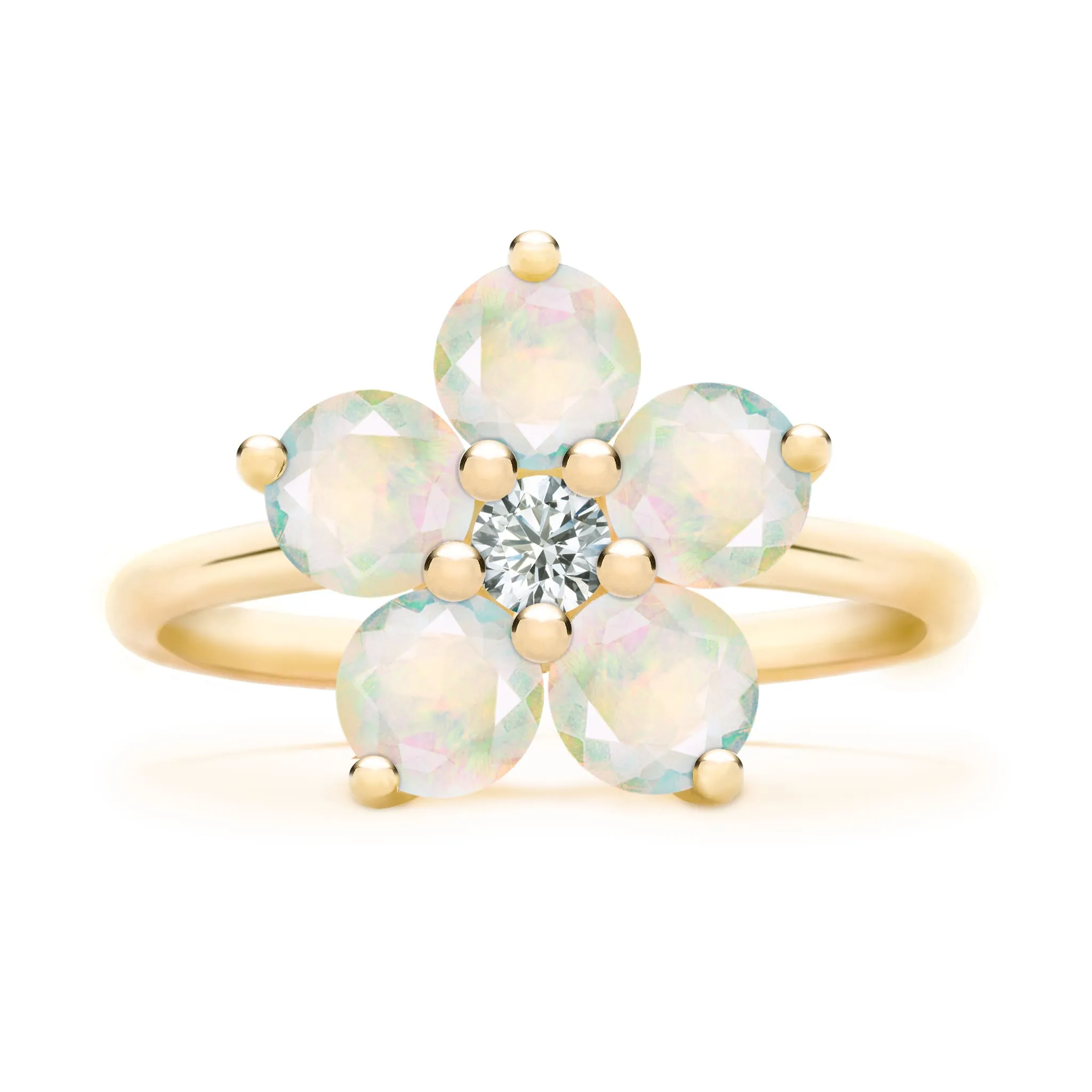 Greenwich Flower Opal & Diamond Ring in 14k Gold (October) sold by Haverhill product image thumbnail 4