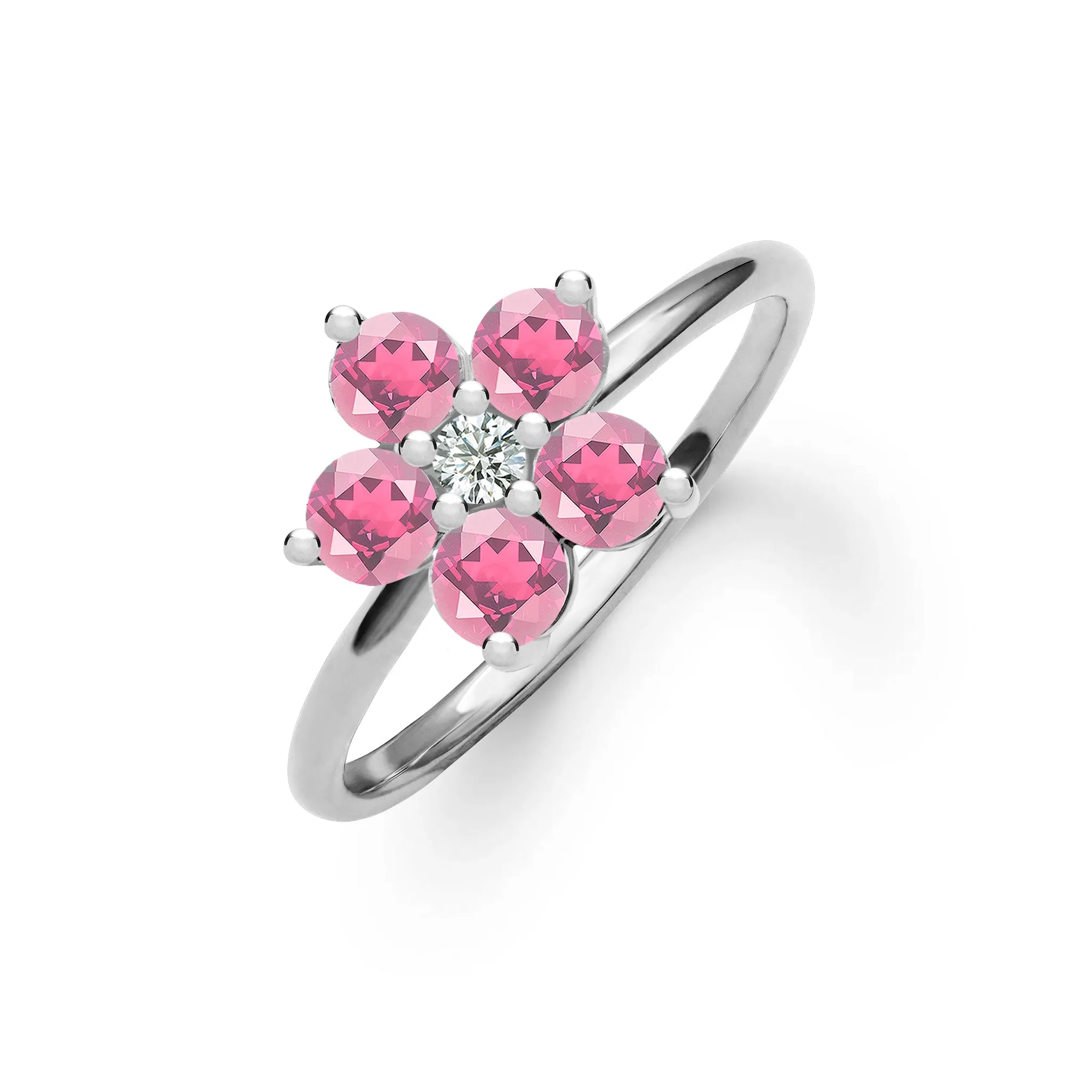 Greenwich Flower Pink Tourmaline & Diamond Ring in 14k Gold (October) sold by Haverhill product image thumbnail 5