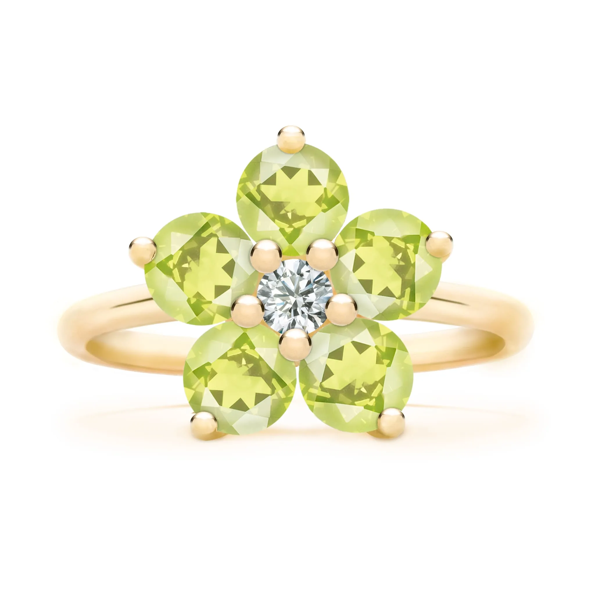 Greenwich Flower Peridot & Diamond Ring in 14k Gold (August) sold by Haverhill product image thumbnail 4