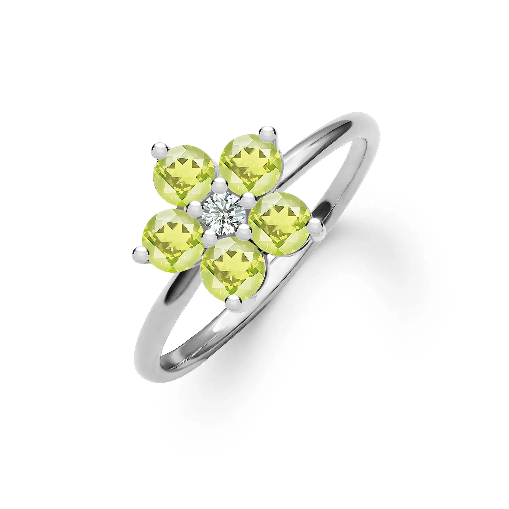 Greenwich Flower Peridot & Diamond Ring in 14k Gold (August) sold by Haverhill product image thumbnail 5