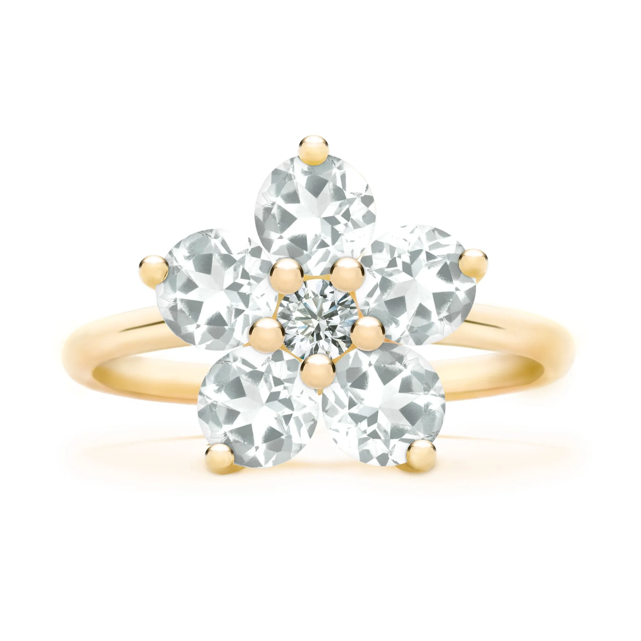 Greenwich Flower White Topaz & Diamond Ring in 14k Gold (April) sold by Haverhill product image thumbnail 4