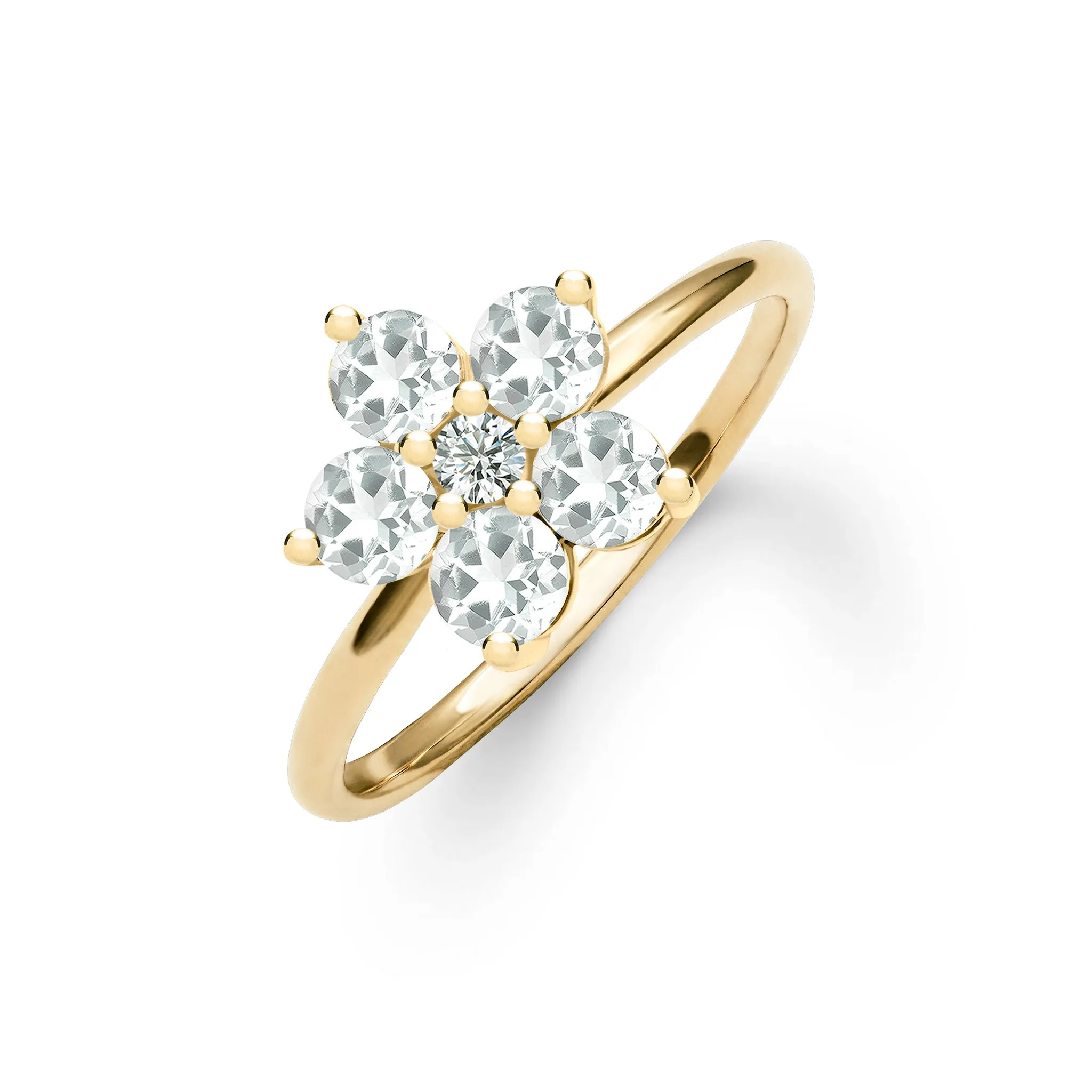 Greenwich Flower White Topaz & Diamond Ring in 14k Gold (April) sold by Haverhill