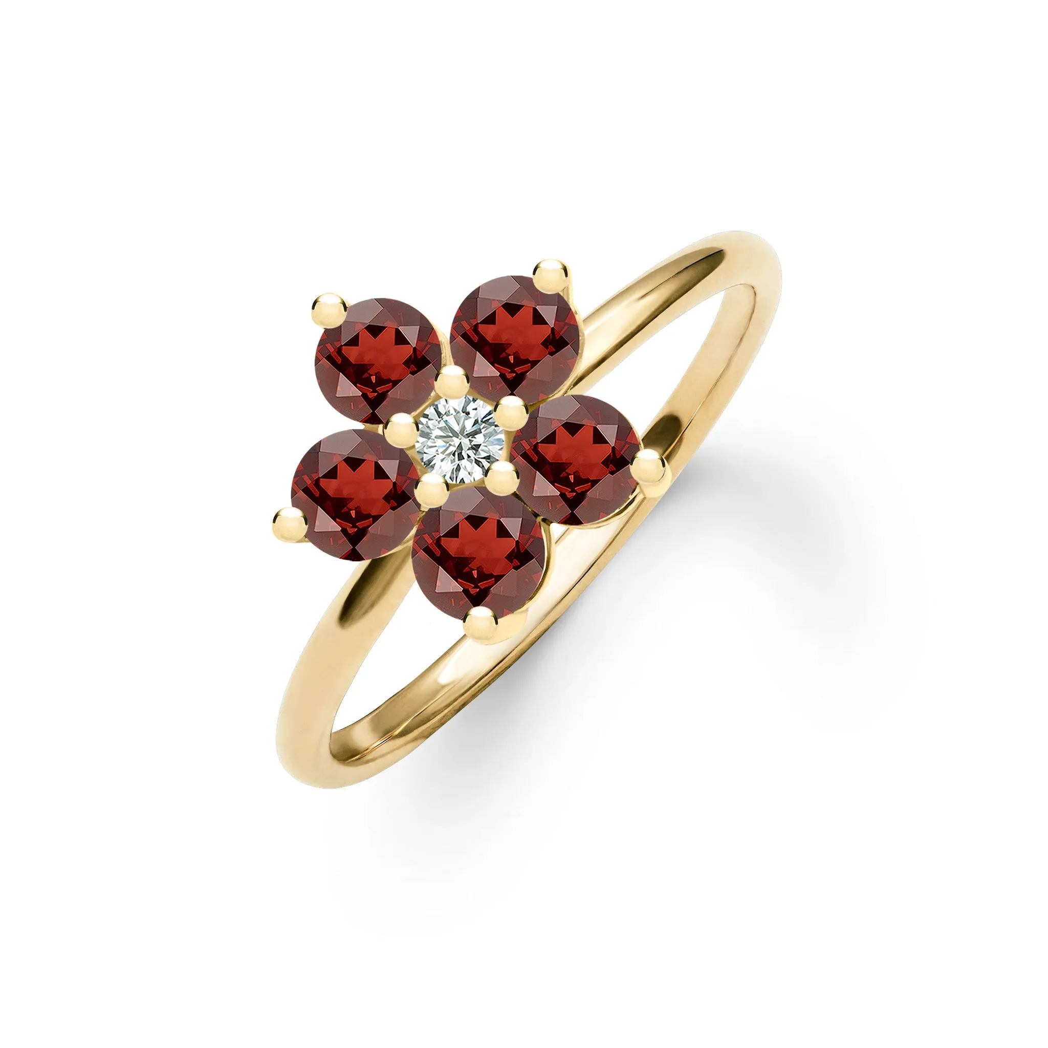 Greenwich Flower Garnet & Diamond Ring in 14k Gold (January) sold by Haverhill