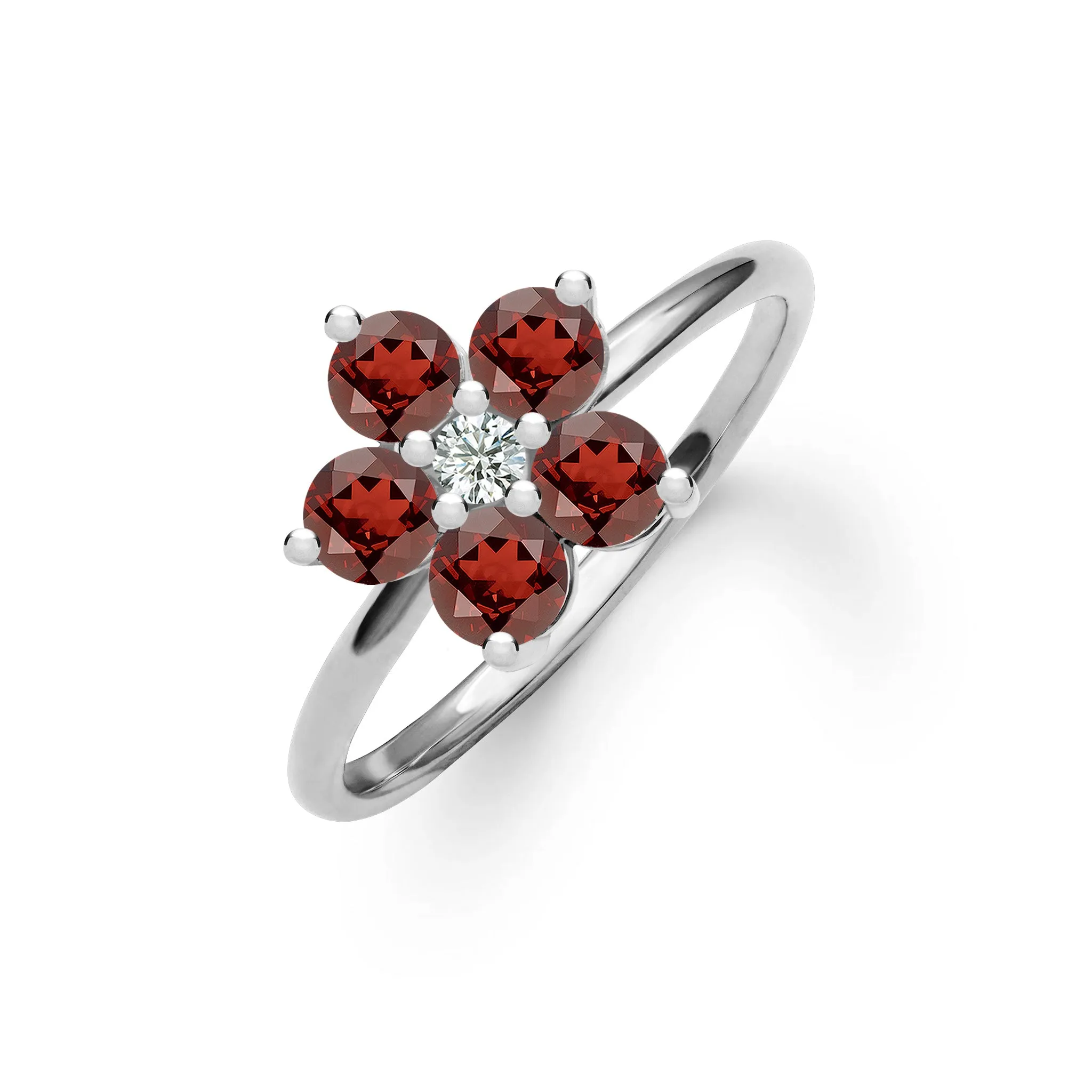 Greenwich Flower Garnet & Diamond Ring in 14k Gold (January) sold by Haverhill product image thumbnail 5