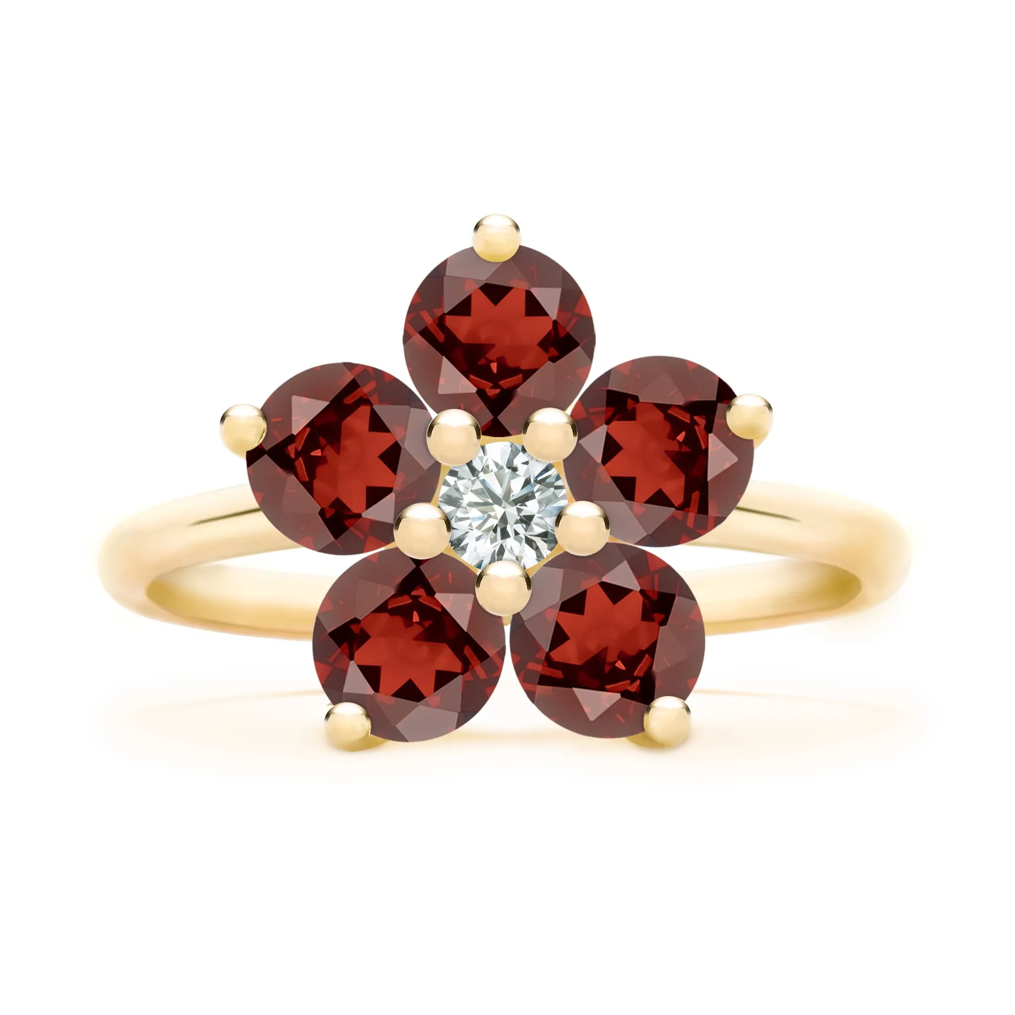 Greenwich Flower Garnet & Diamond Ring in 14k Gold (January) sold by Haverhill product image thumbnail 4