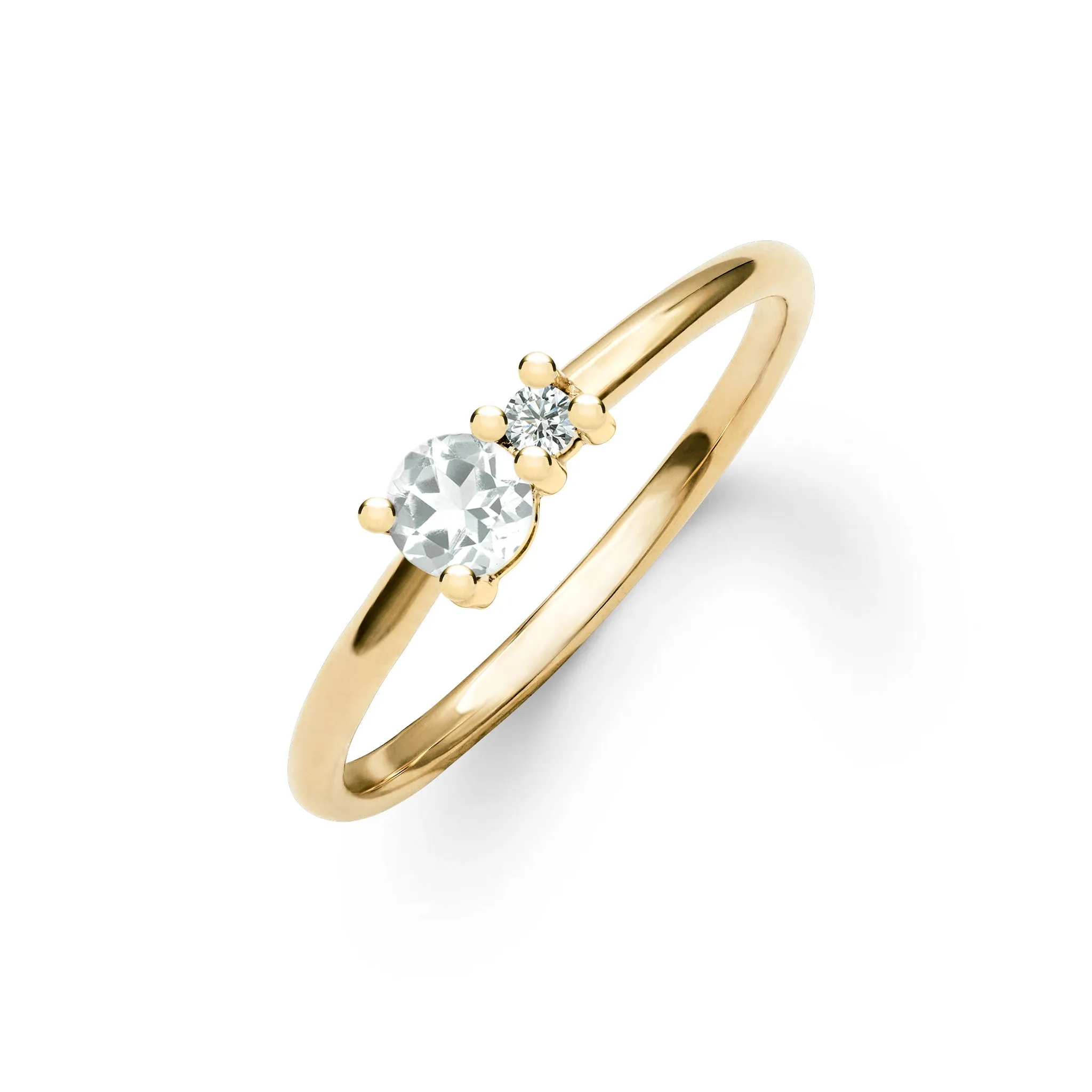 Greenwich Solitaire White Topaz & Diamond Ring in 14k Gold (April) sold by Haverhill