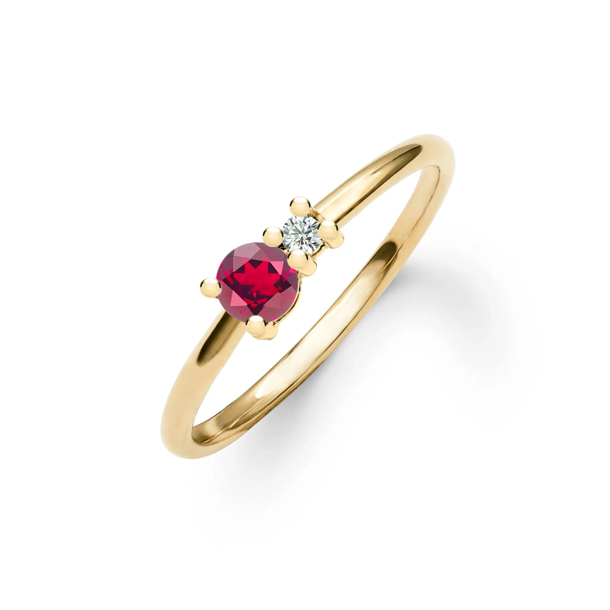 Greenwich Solitaire Ruby & Diamond Ring in 14k Gold (July) sold by Haverhill