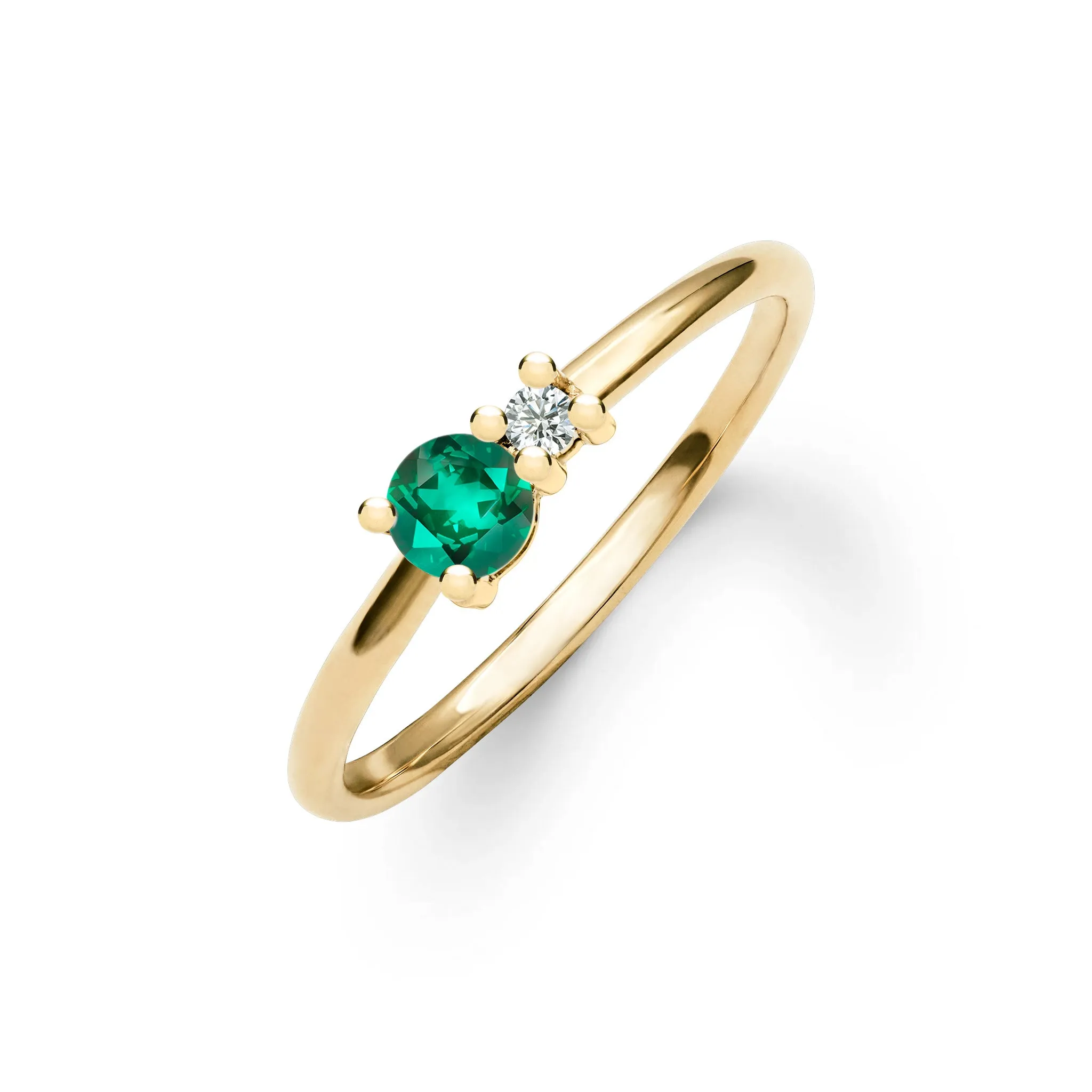 Greenwich Solitaire Emerald & Diamond Ring in 14k Gold (May) sold by Haverhill