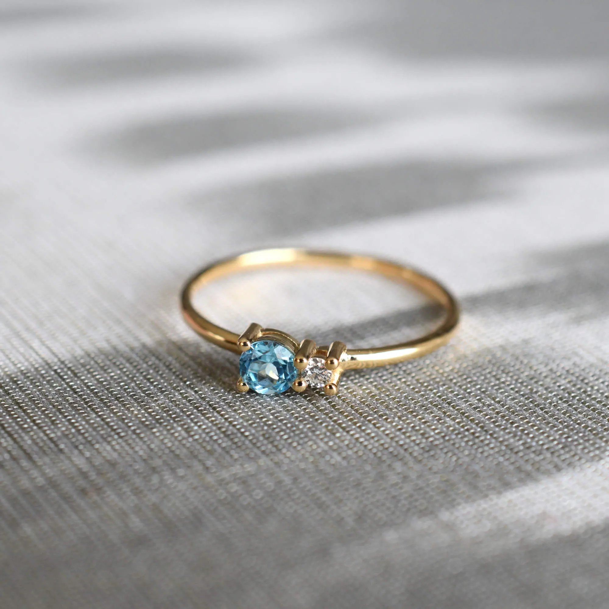 Greenwich Solitaire Nantucket Blue Topaz & Diamond Ring in 14k Gold (December) sold by Haverhill product image thumbnail 3