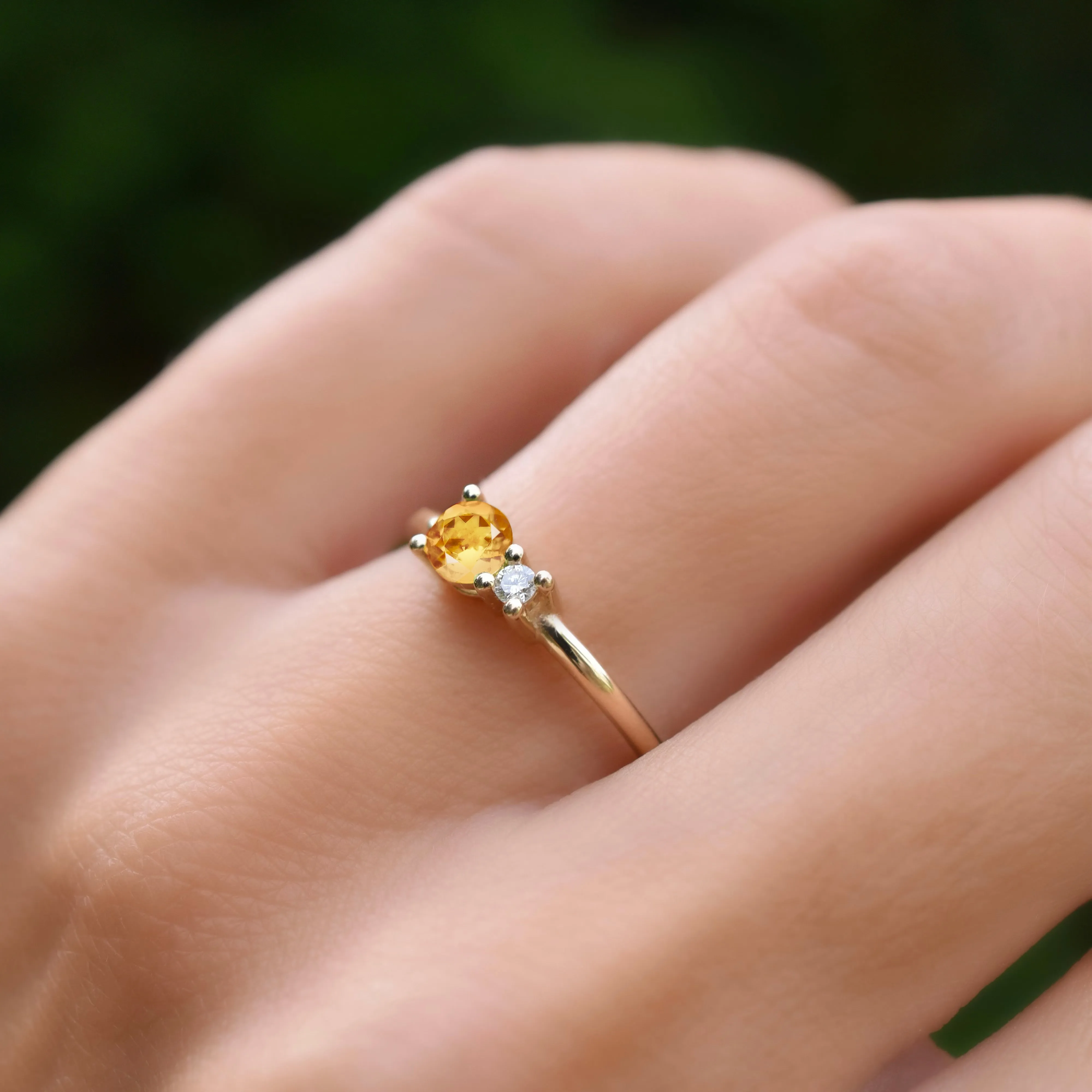Greenwich Solitaire Citrine & Diamond Ring in 14k Gold (November) sold by Haverhill product image thumbnail 3
