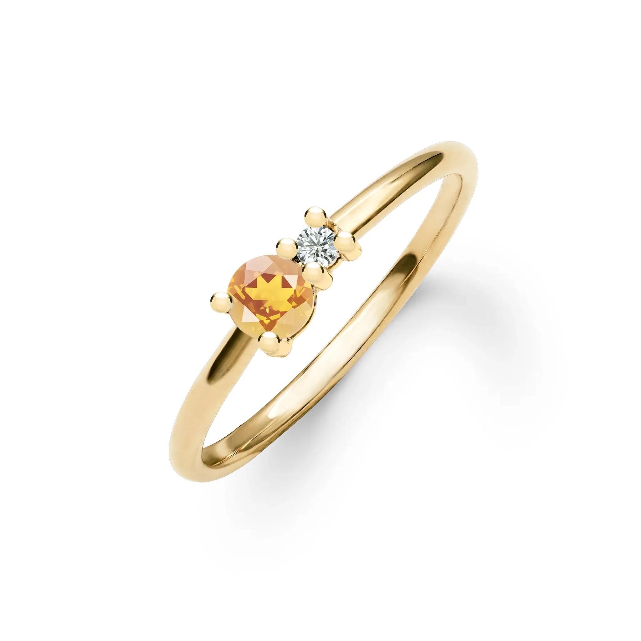 Greenwich Solitaire Citrine & Diamond Ring in 14k Gold (November) sold by Haverhill