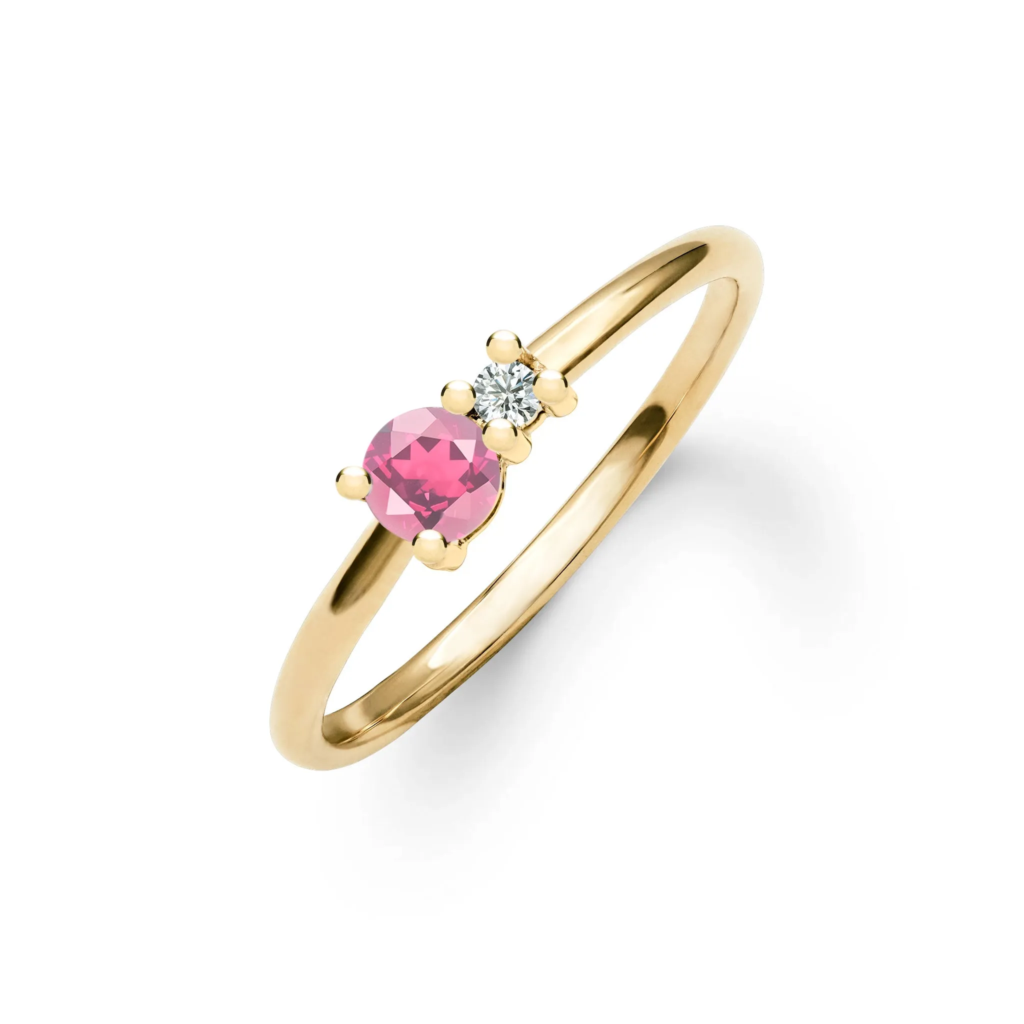 Greenwich Solitaire Pink Tourmaline & Diamond Ring in 14k Gold (October) sold by Haverhill