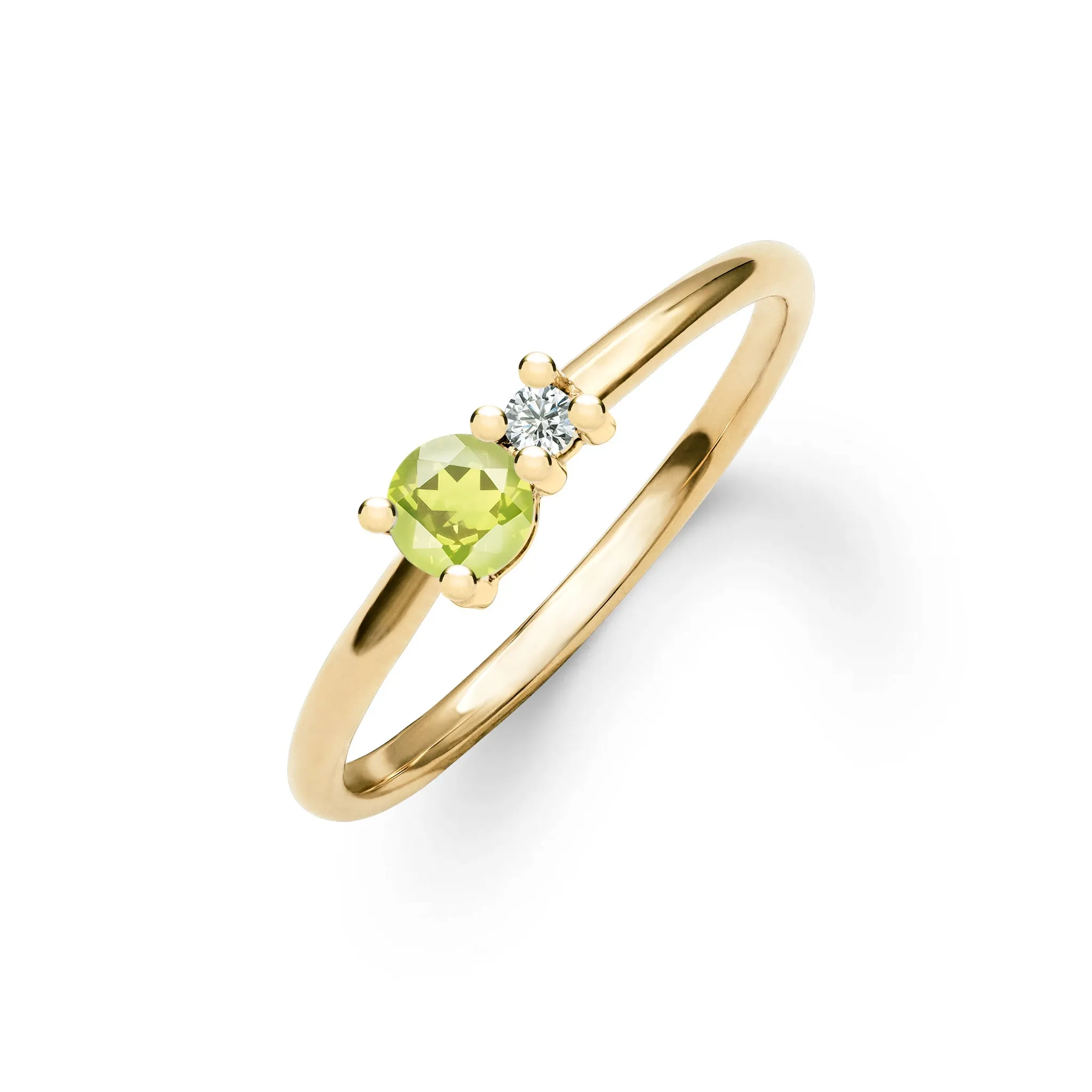 Greenwich Solitaire Peridot & Diamond Ring in 14k Gold (August) sold by Haverhill