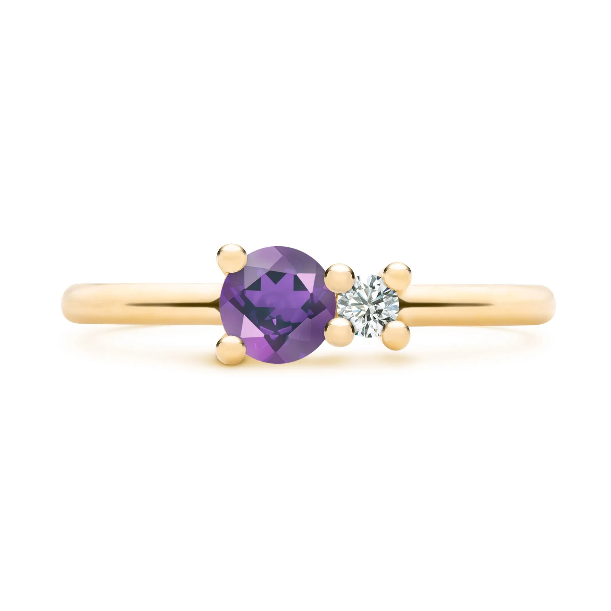 Greenwich Solitaire Amethyst & Diamond Ring in 14k Gold (February) sold by Haverhill product image thumbnail 4