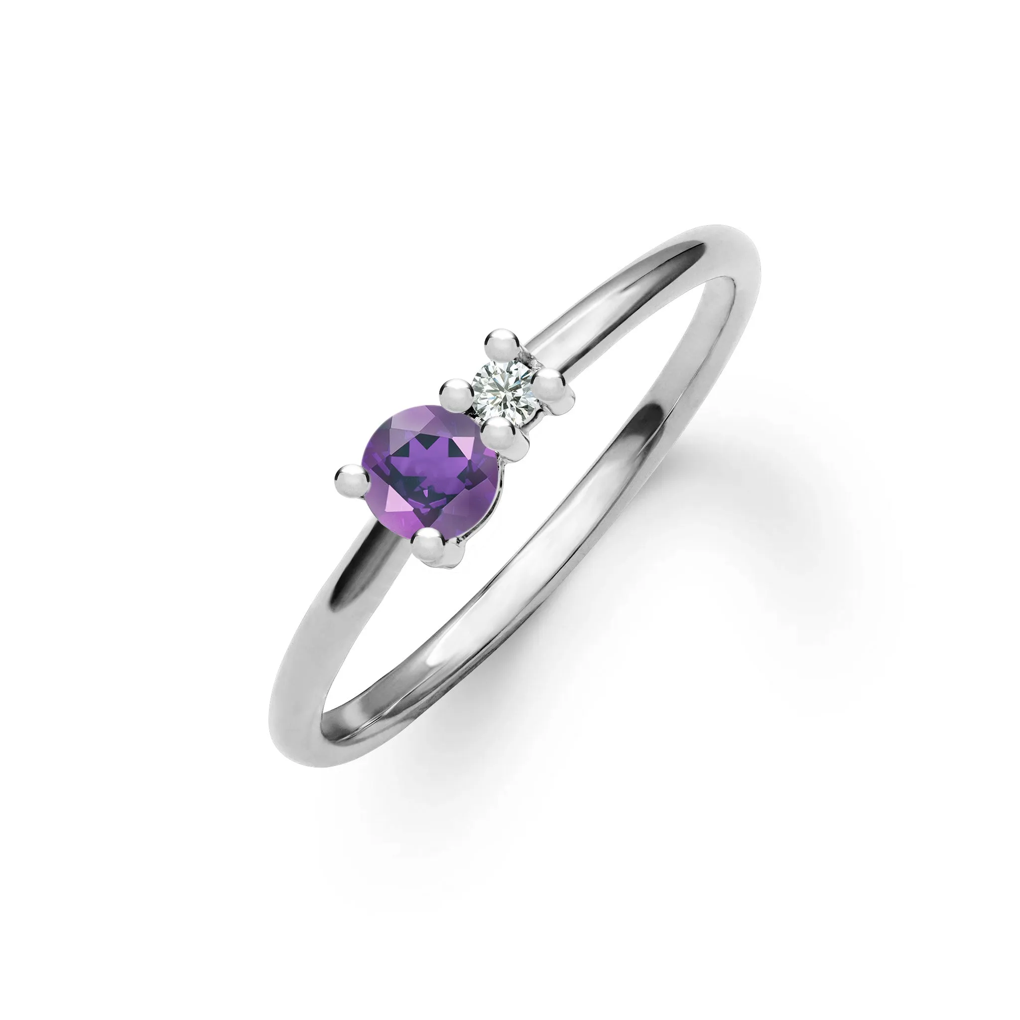 Greenwich Solitaire Amethyst & Diamond Ring in 14k Gold (February) sold by Haverhill product image thumbnail 5