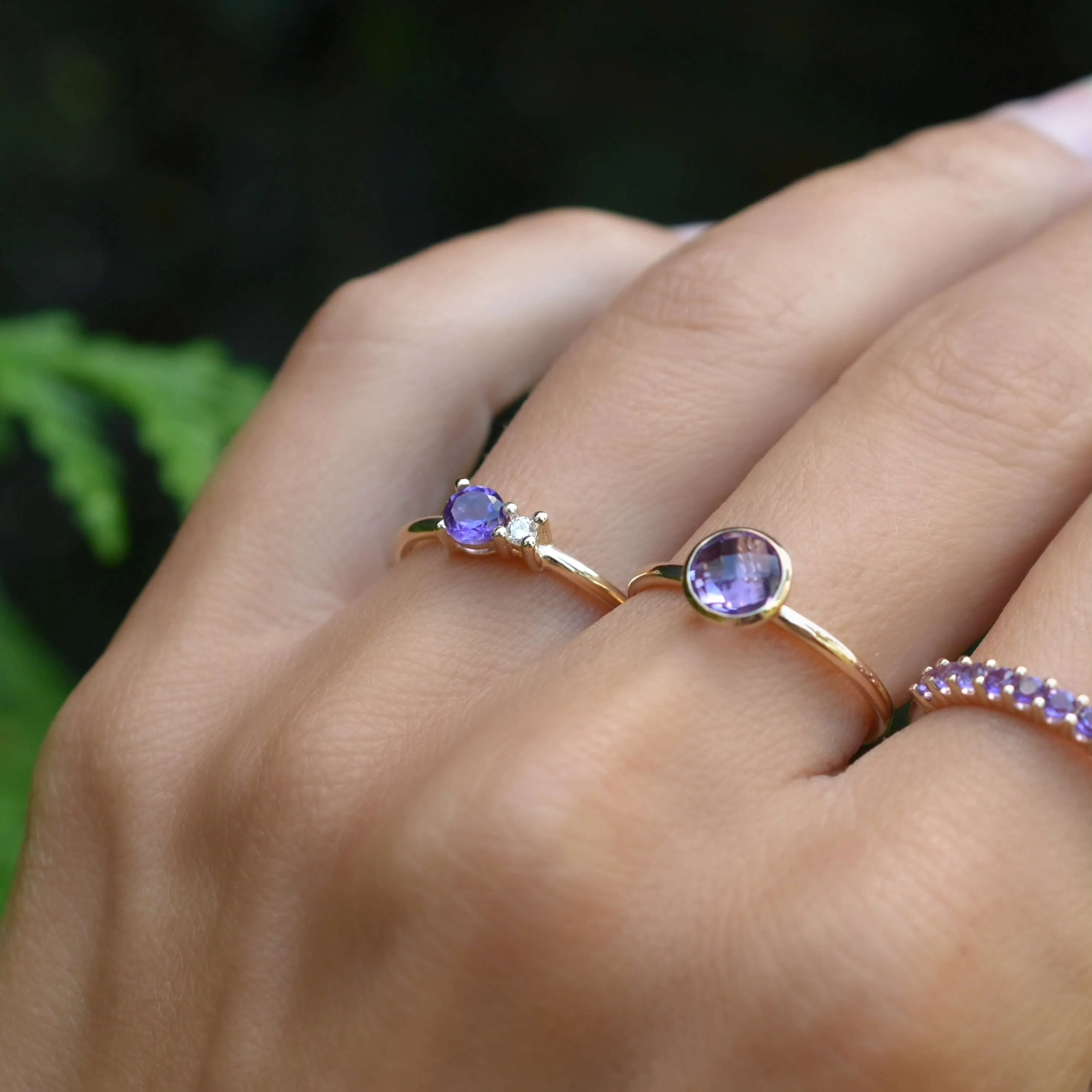 Greenwich Solitaire Amethyst & Diamond Ring in 14k Gold (February) sold by Haverhill product image thumbnail 2
