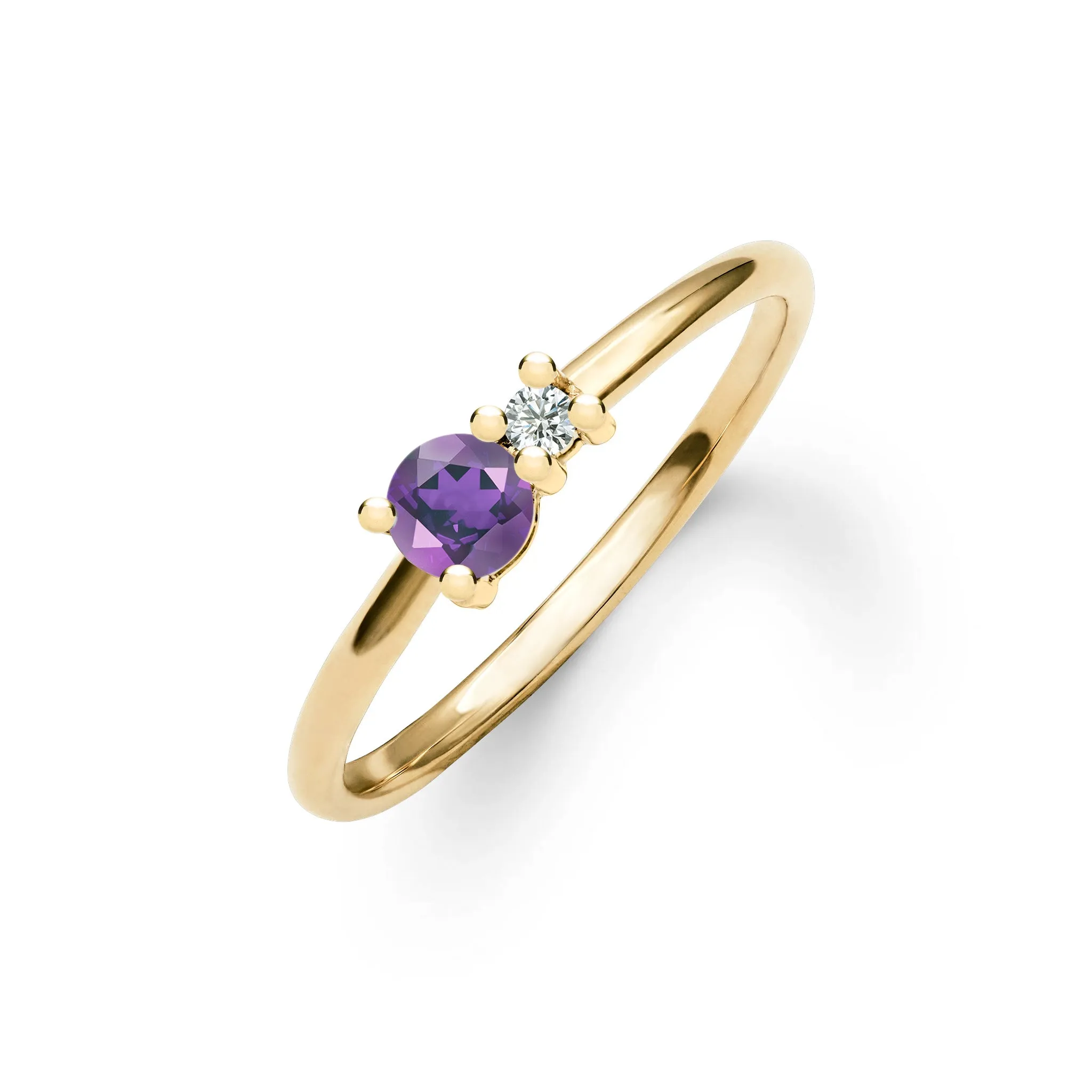 Greenwich Solitaire Amethyst & Diamond Ring in 14k Gold (February) sold by Haverhill