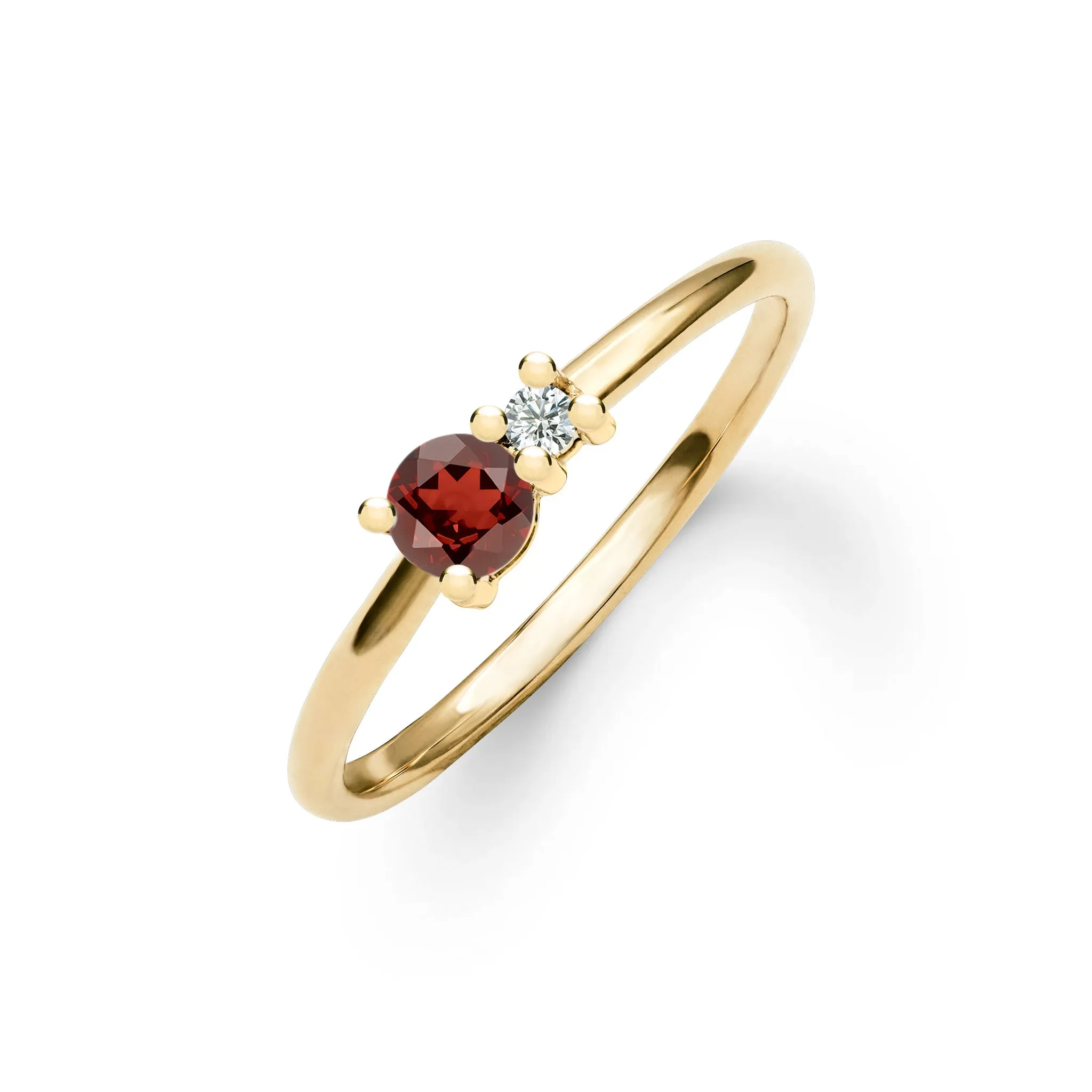 Greenwich Solitaire Garnet & Diamond Ring in 14k Gold (January) sold by Haverhill