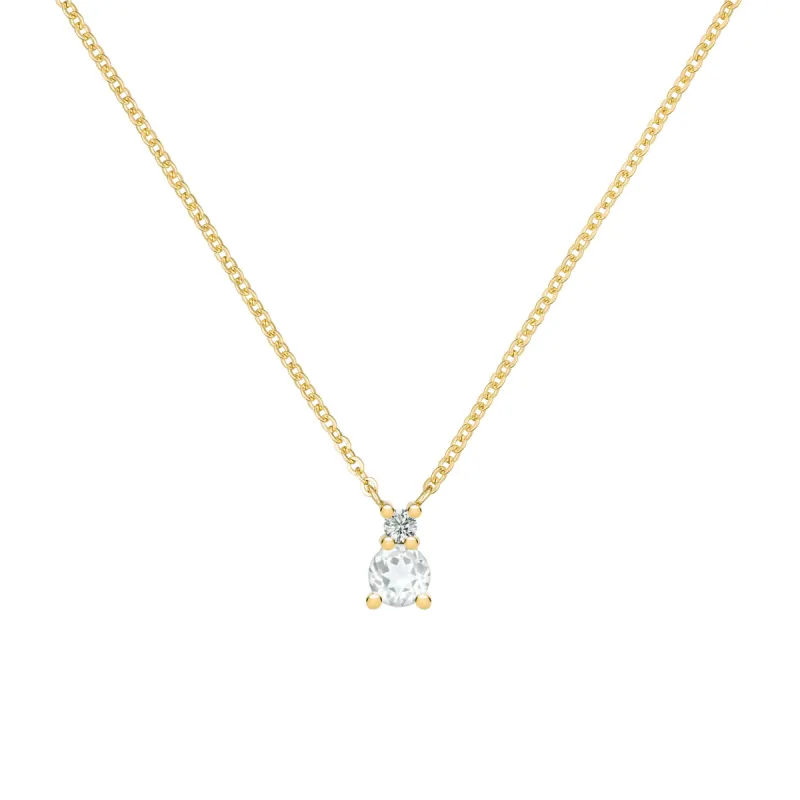 Greenwich Solitaire Birthstone & Diamond Necklace in 14k Gold sold by Haverhill