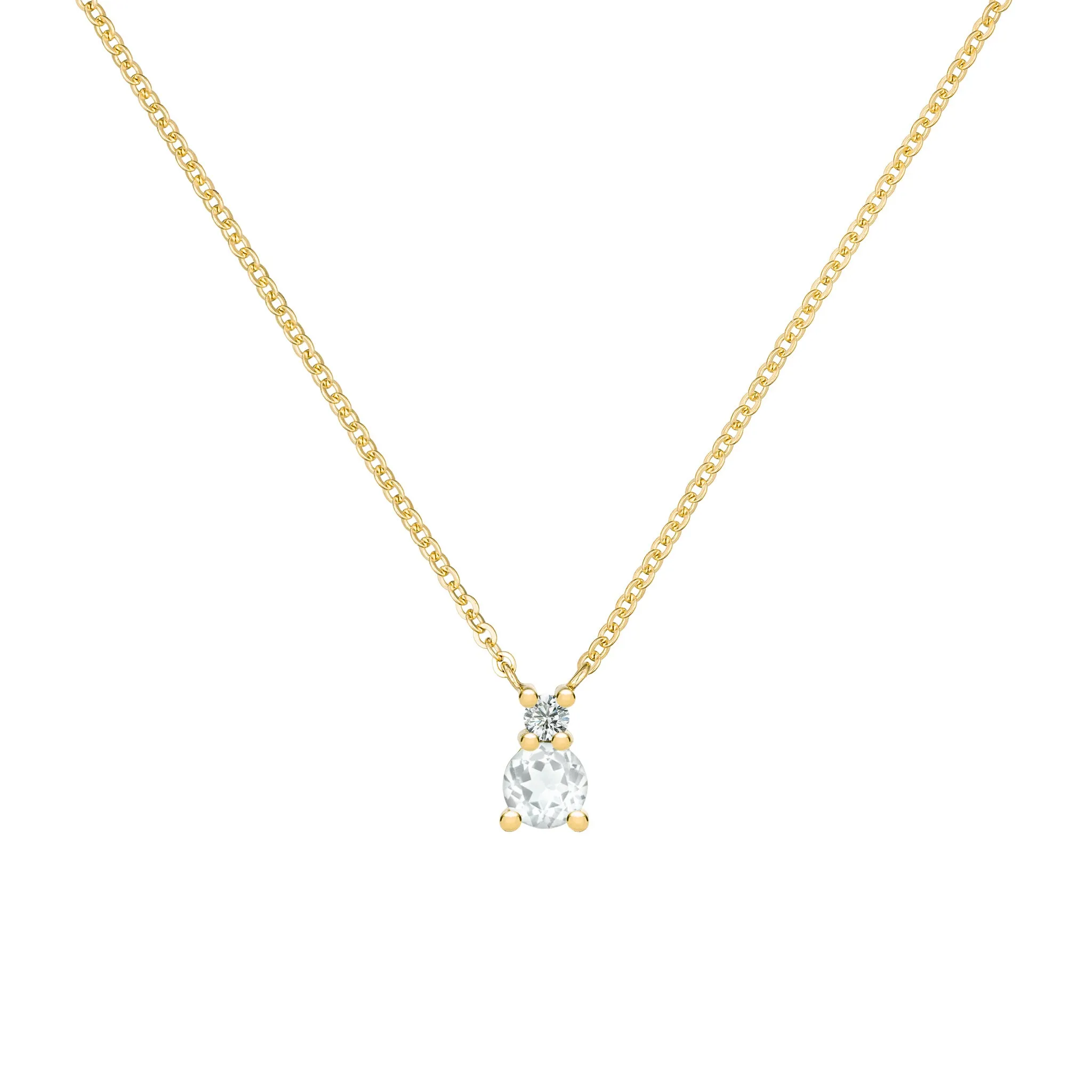 Greenwich Solitaire Birthstone & Diamond Necklace in 14k Gold sold by Haverhill