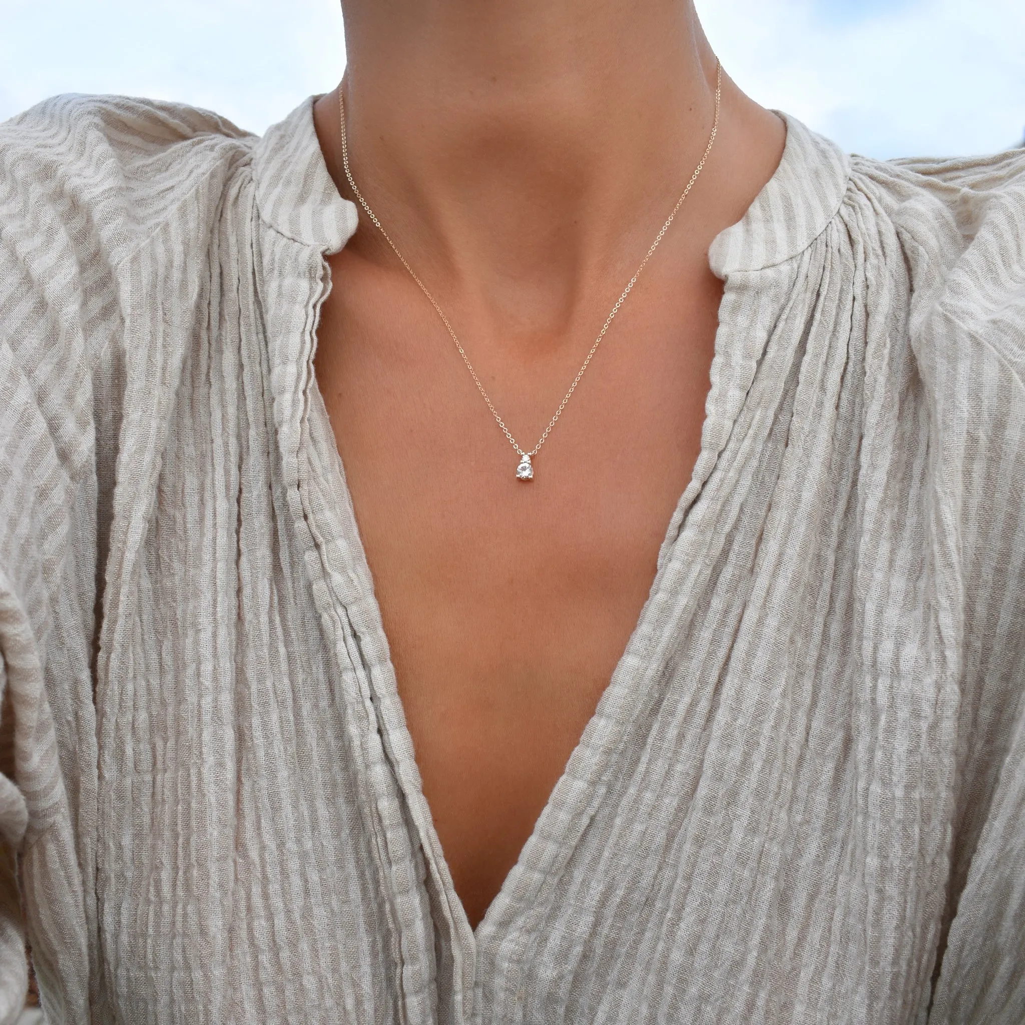 Greenwich Solitaire Birthstone & Diamond Necklace in 14k Gold sold by Haverhill product image thumbnail 2