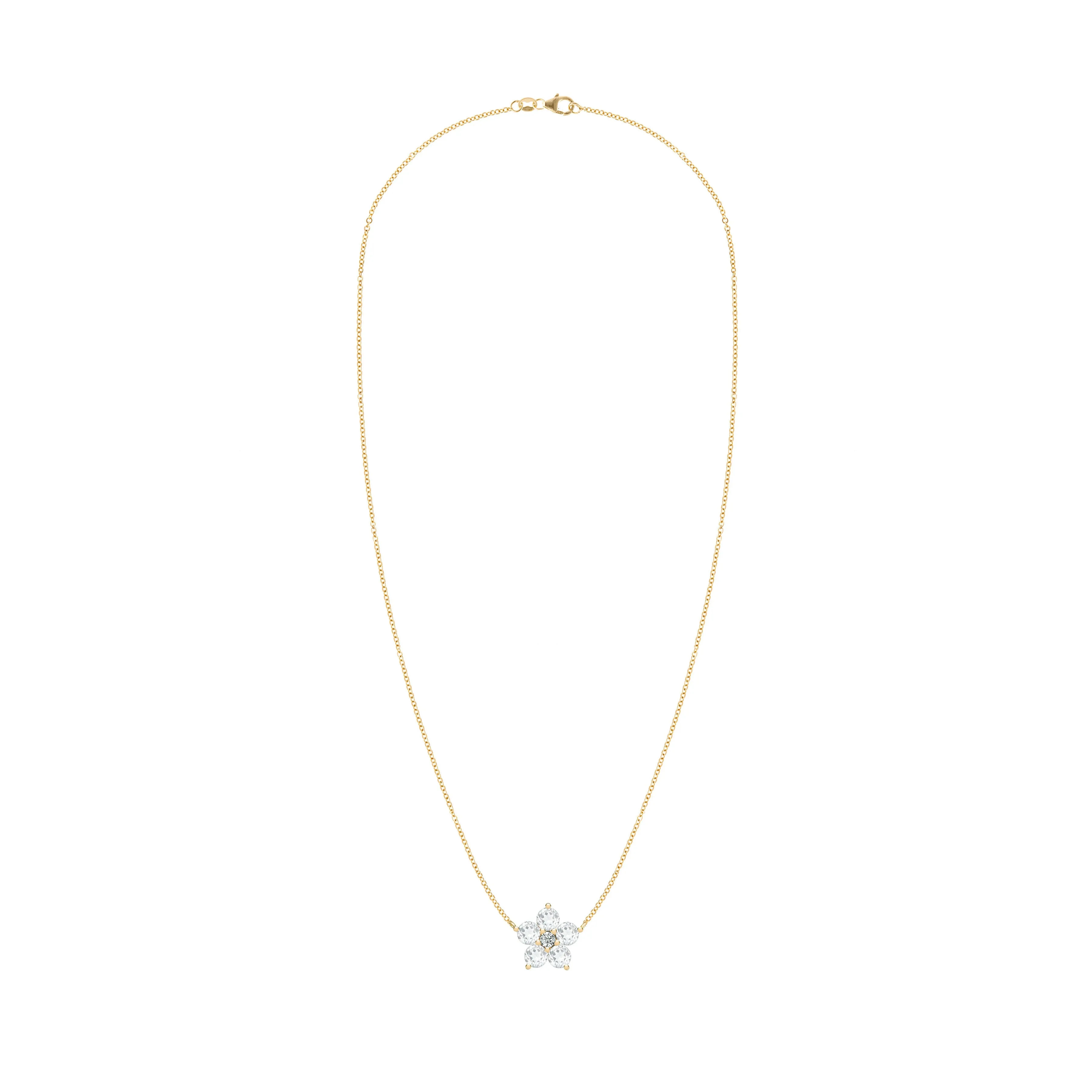Greenwich Flower Birthstone & Diamond Necklace in 14k Gold sold by Haverhill product image thumbnail 4