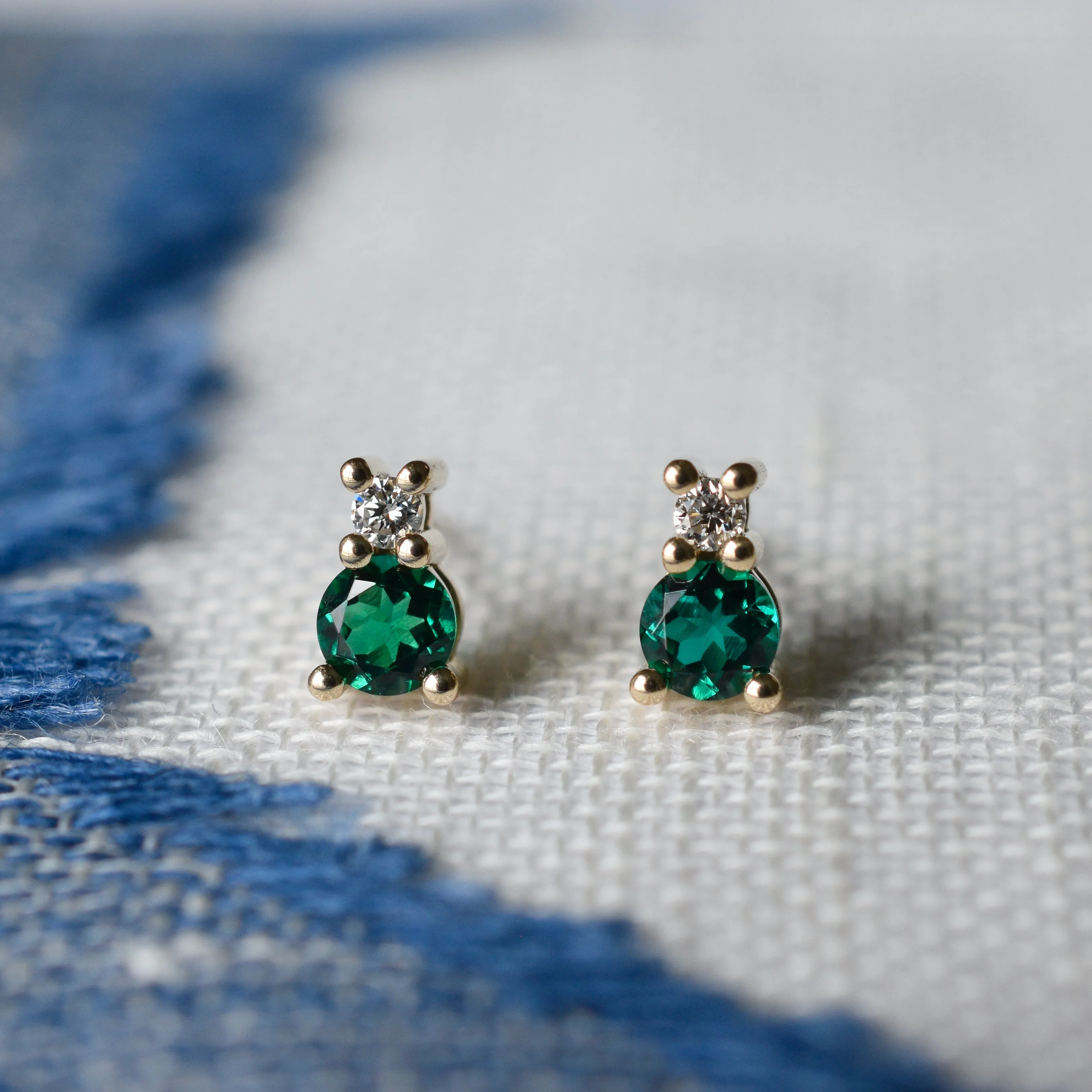 Greenwich Solitaire Birthstone & Diamond Earrings in 14k Gold sold by Haverhill product image thumbnail 5