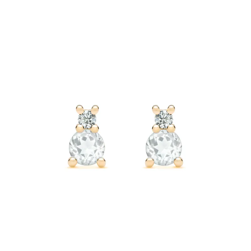 Greenwich Solitaire Birthstone & Diamond Earrings in 14k Gold sold by Haverhill