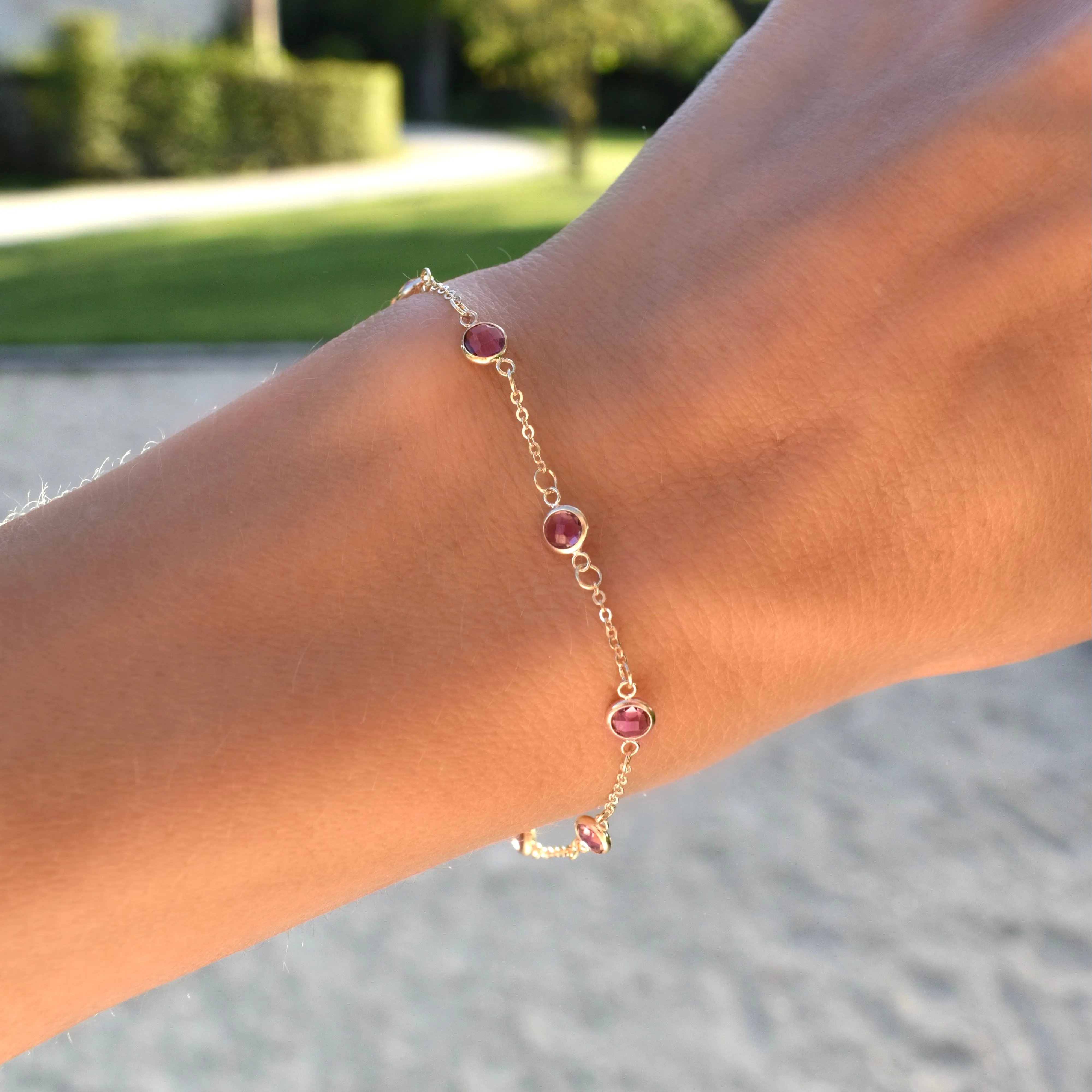 Bayberry 7 Pink Sapphire Bracelet in 14k Gold (October) sold by Haverhill product image thumbnail 3