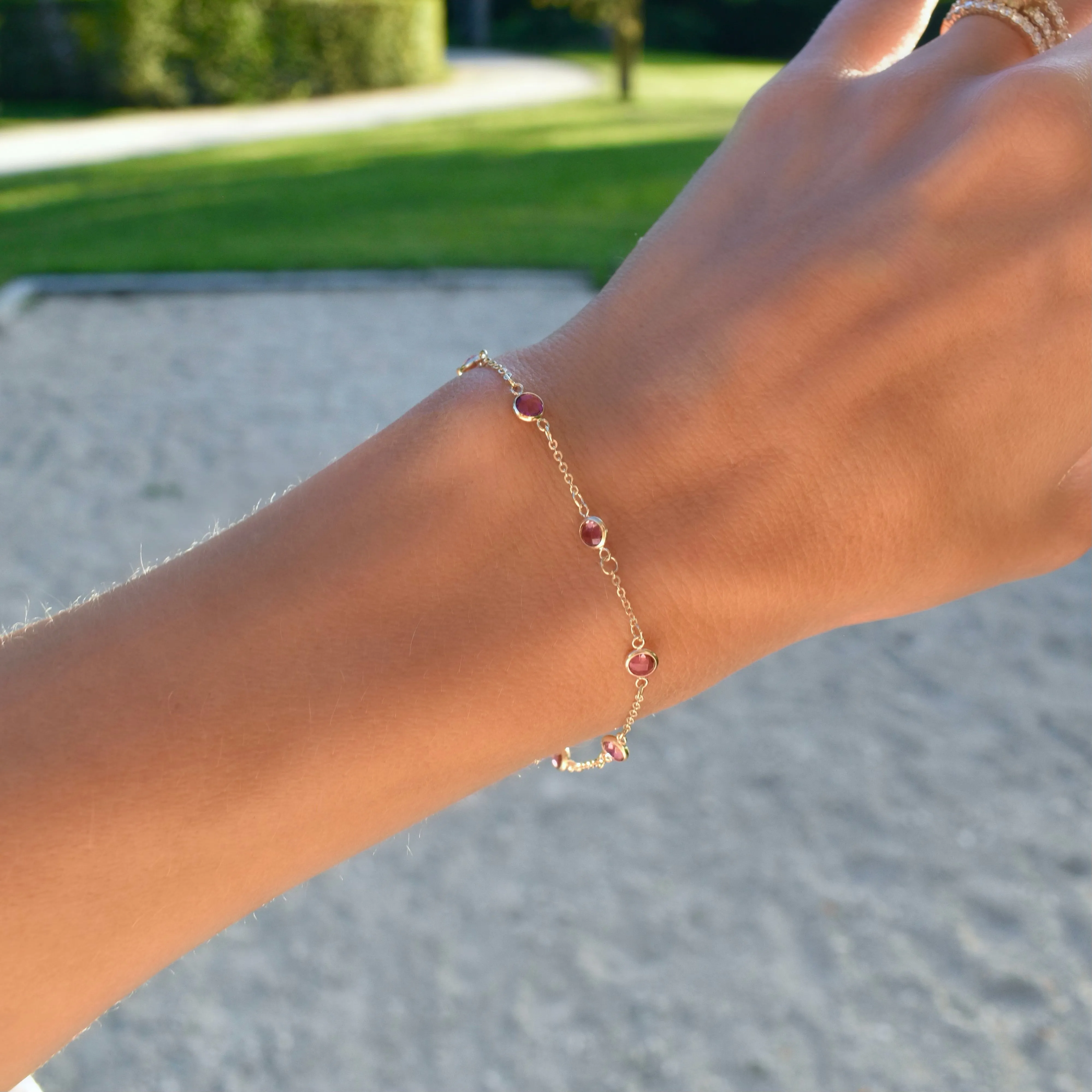 Bayberry 7 Pink Sapphire Bracelet in 14k Gold (October) sold by Haverhill product image thumbnail 2