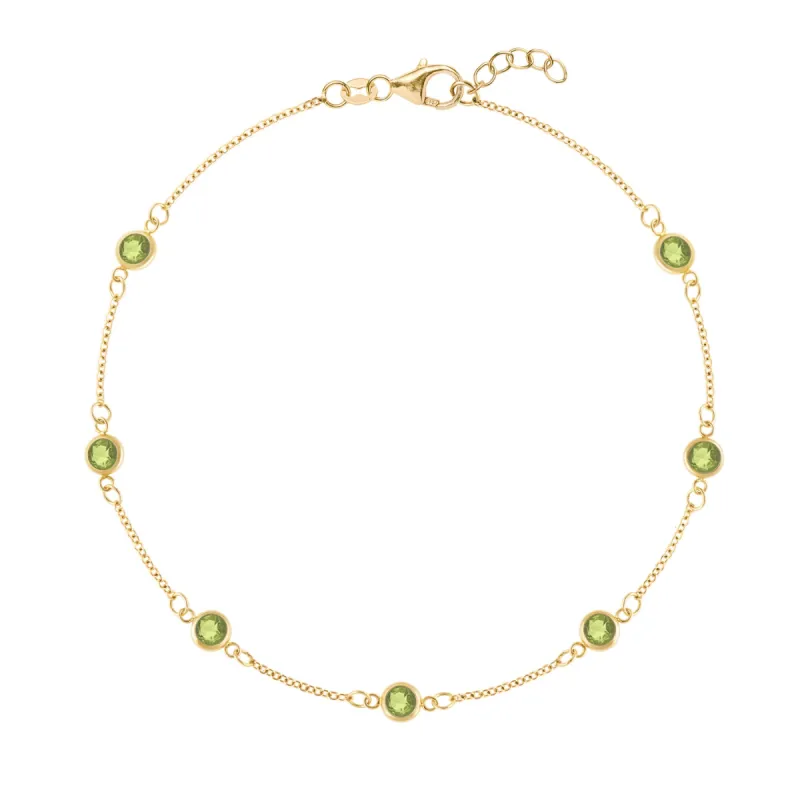 Bayberry 7 Peridot Bracelet in 14k Gold (August) sold by Haverhill