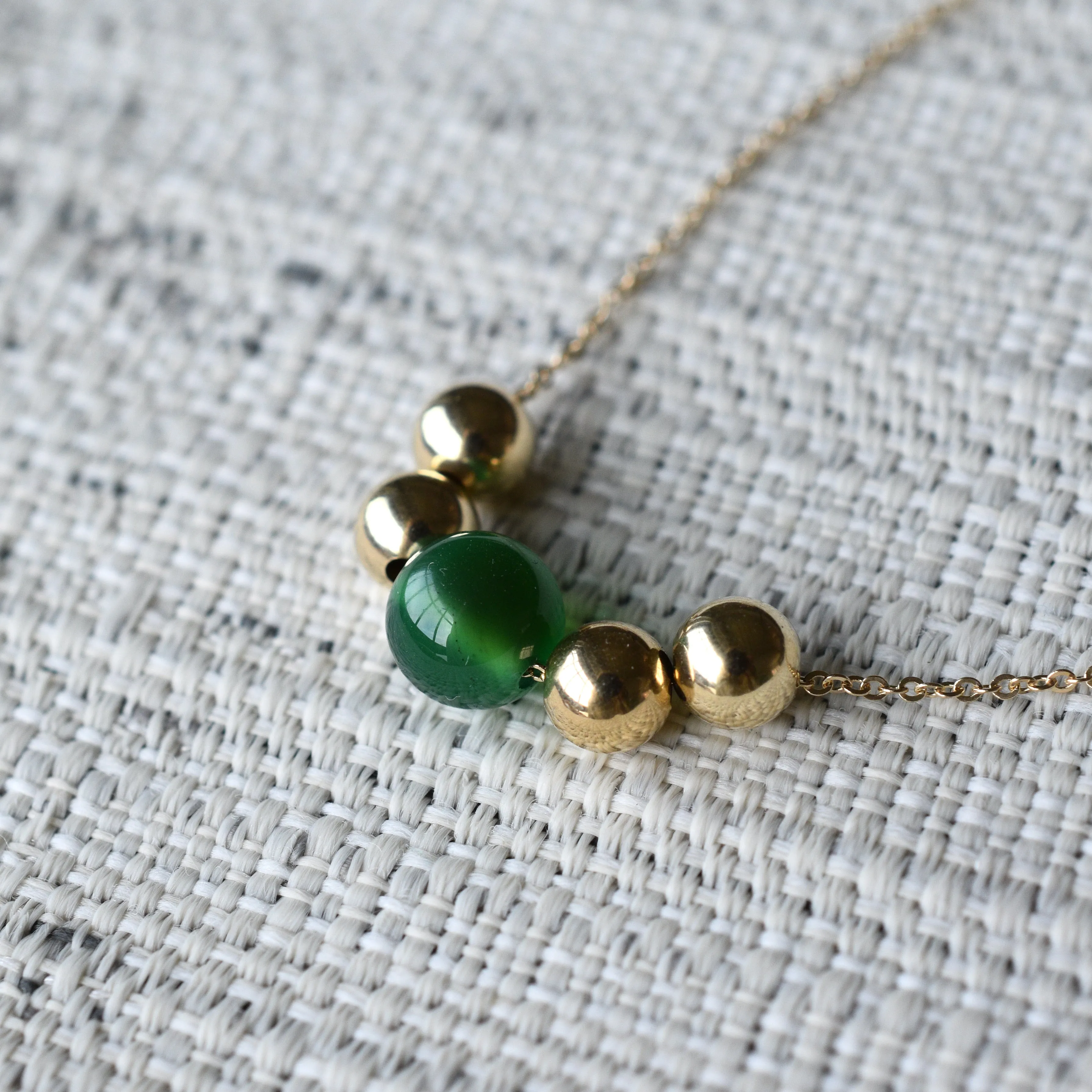 Bristol Bead Green Agate Necklace in 14k Gold (May) sold by Haverhill product image thumbnail 3