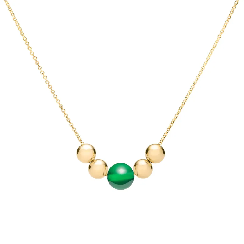 Bristol Bead Green Agate Necklace in 14k Gold (May) sold by Haverhill