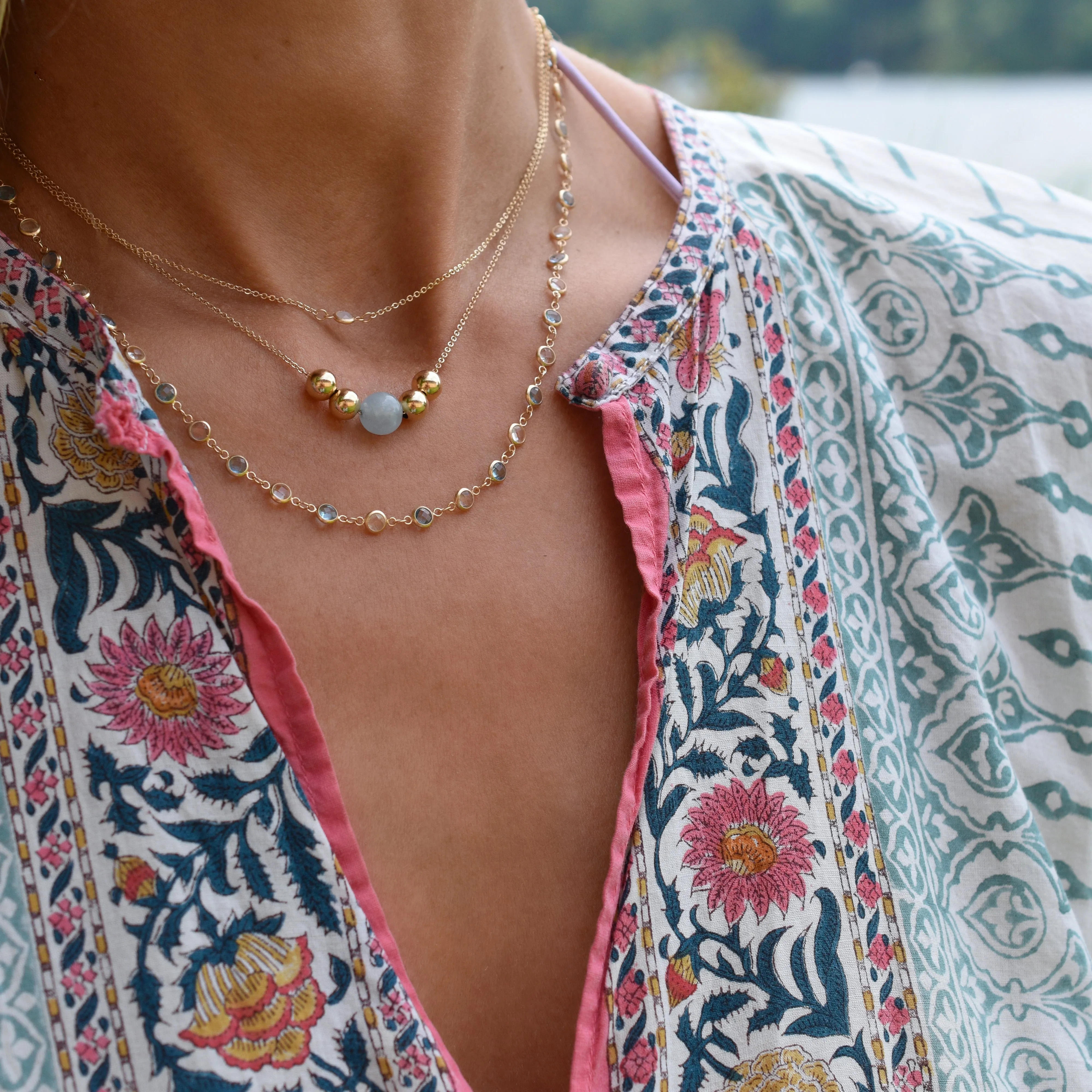 Bristol Bead Milky Aquamarine Necklace in 14k Gold (March) sold by Haverhill product image thumbnail 5