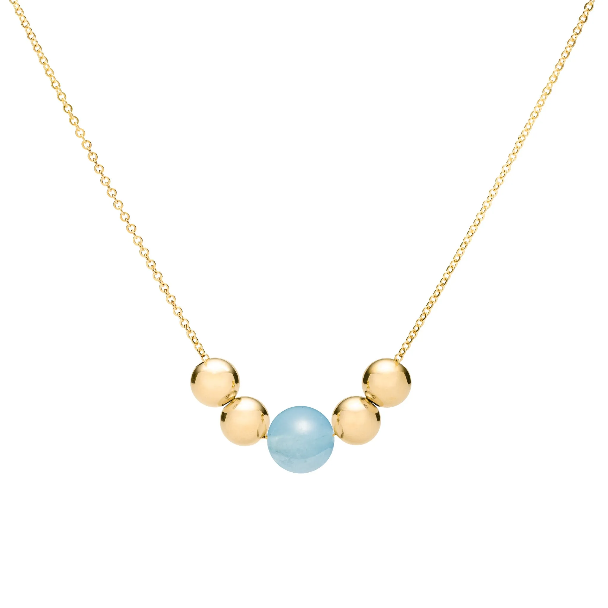Bristol Bead Milky Aquamarine Necklace in 14k Gold (March) sold by Haverhill