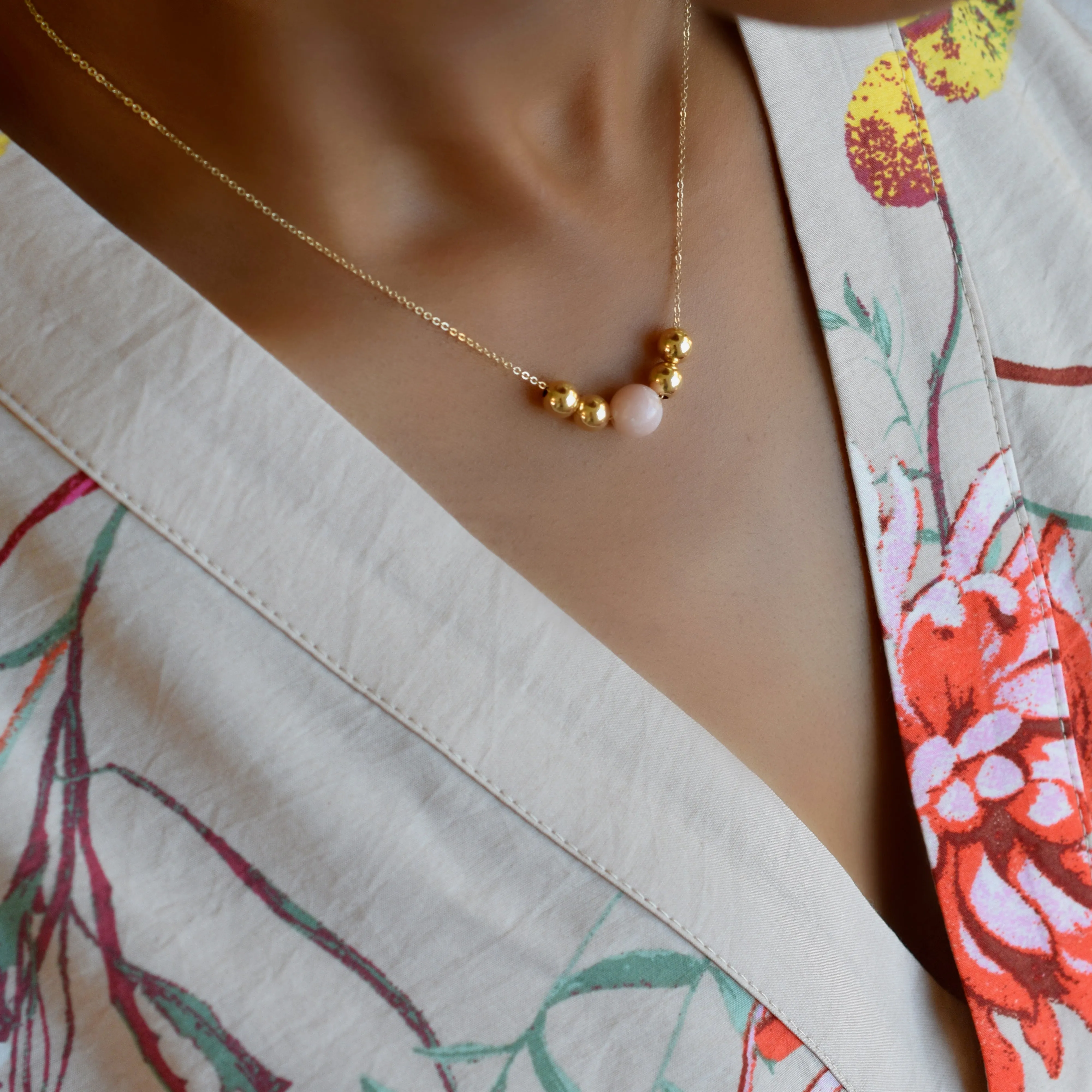 Bristol Bead Pink Opal Necklace in 14k Gold (October) sold by Haverhill product image thumbnail 2