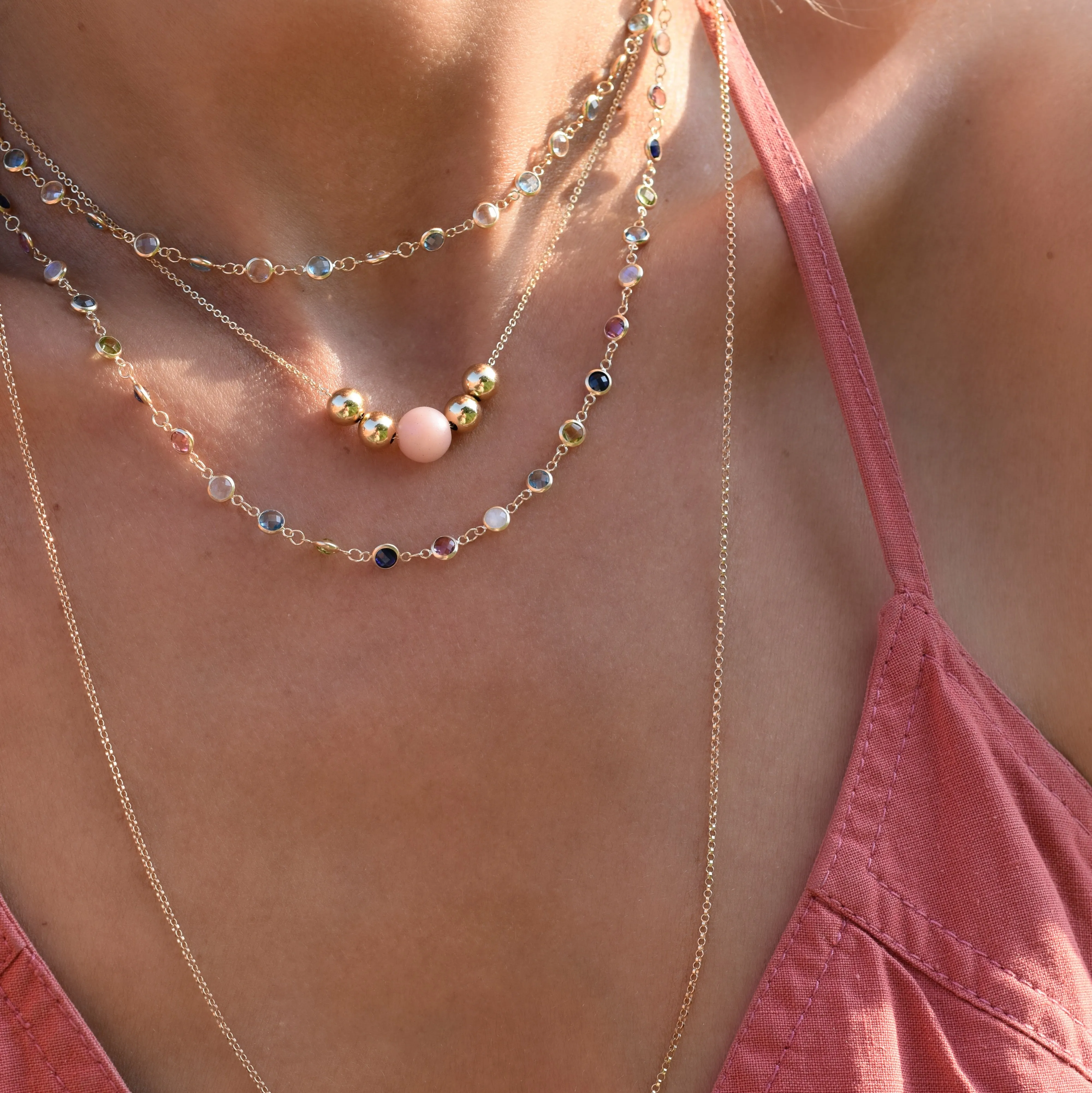 Bristol Bead Pink Opal Necklace in 14k Gold (October) sold by Haverhill product image thumbnail 3